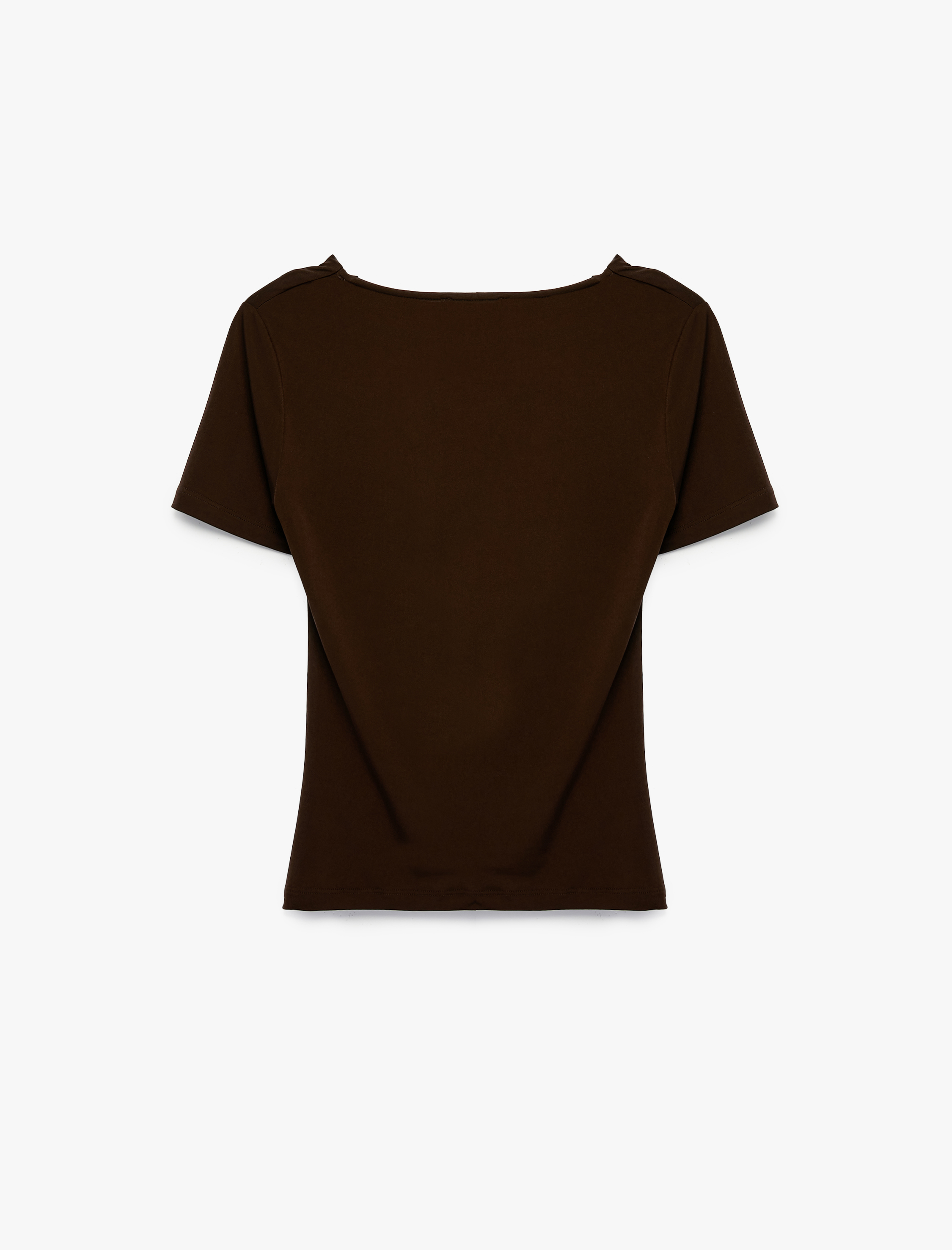   Slim Fit Büzgülü V Yaka Kısa Kollu Tişört