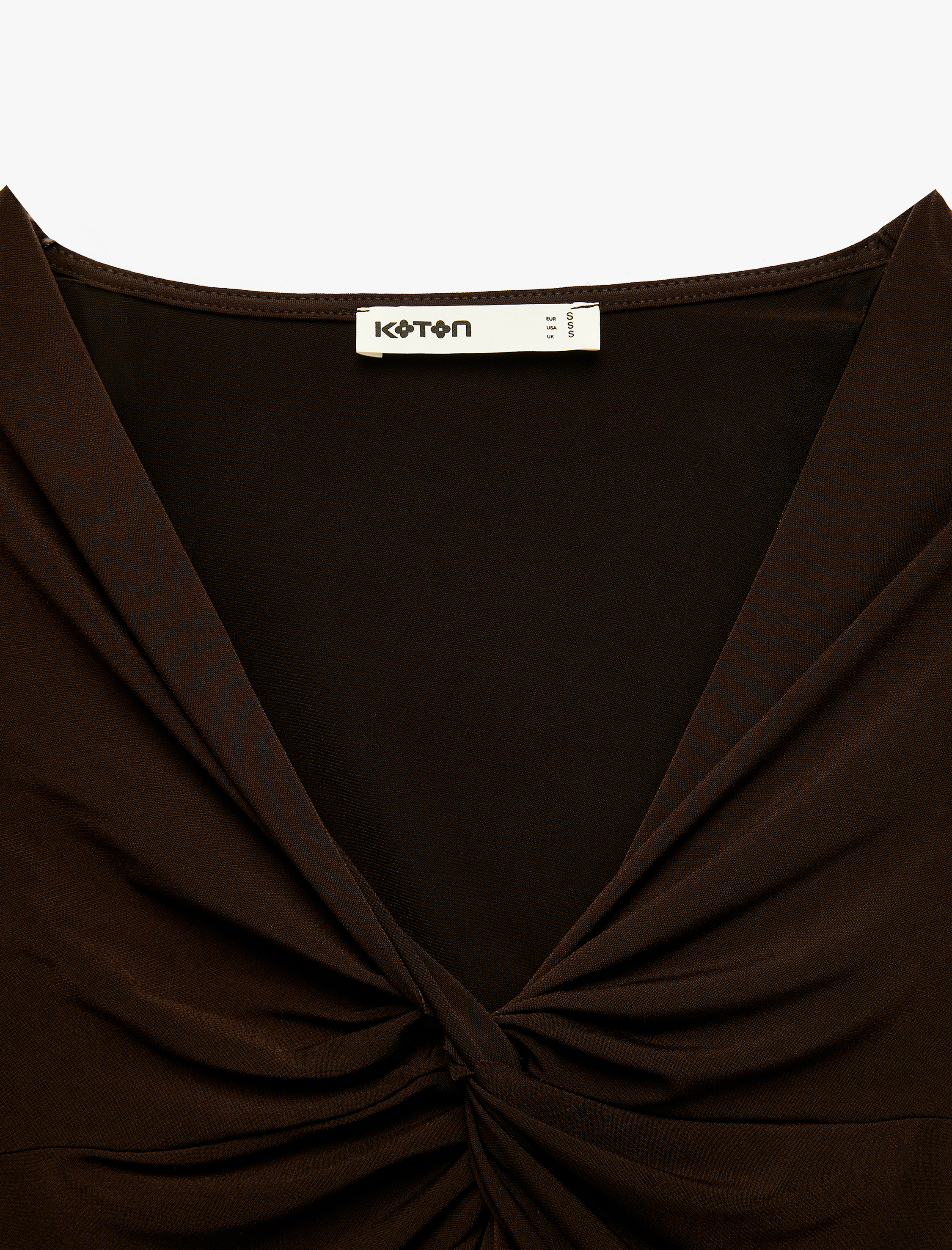   Slim Fit Büzgülü V Yaka Kısa Kollu Tişört