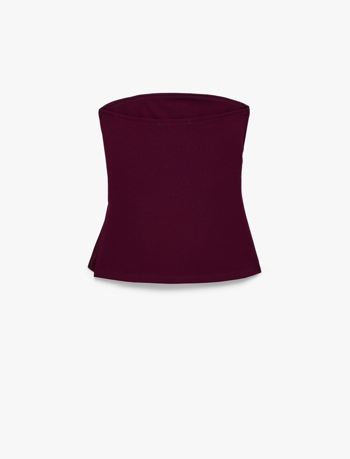  Slim Fit Drape Detaylı Straplez Top
