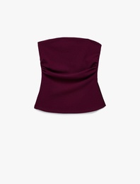 Slim Fit Drape Detaylı Straplez Top