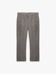 Pileli Cep Detaylı Regular Fit Viskon Kumaş Pantolon