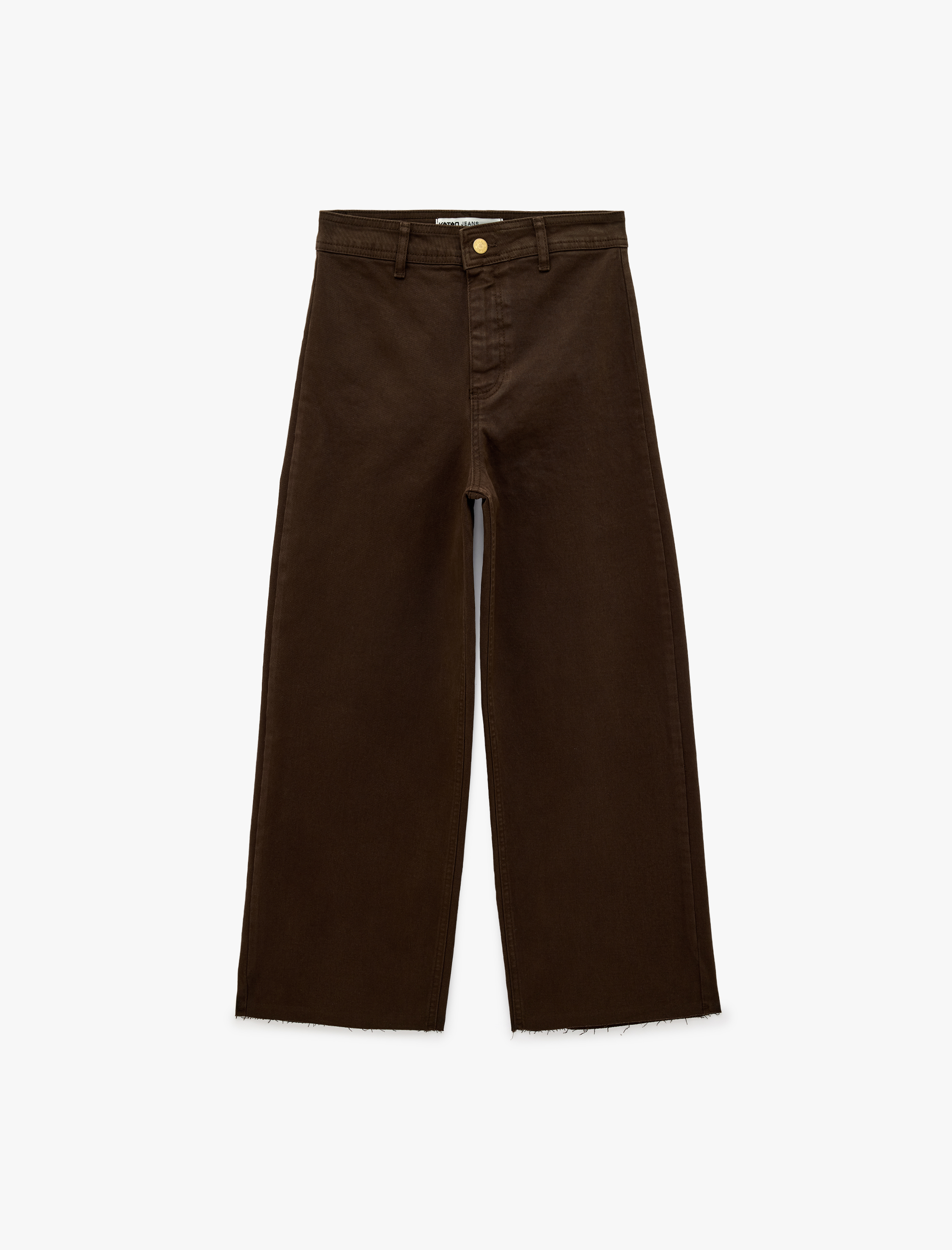   Cepli Rahat Kalıp Kesik Paça Yüksek Bel  Jean Pantolon - Culoette Jean