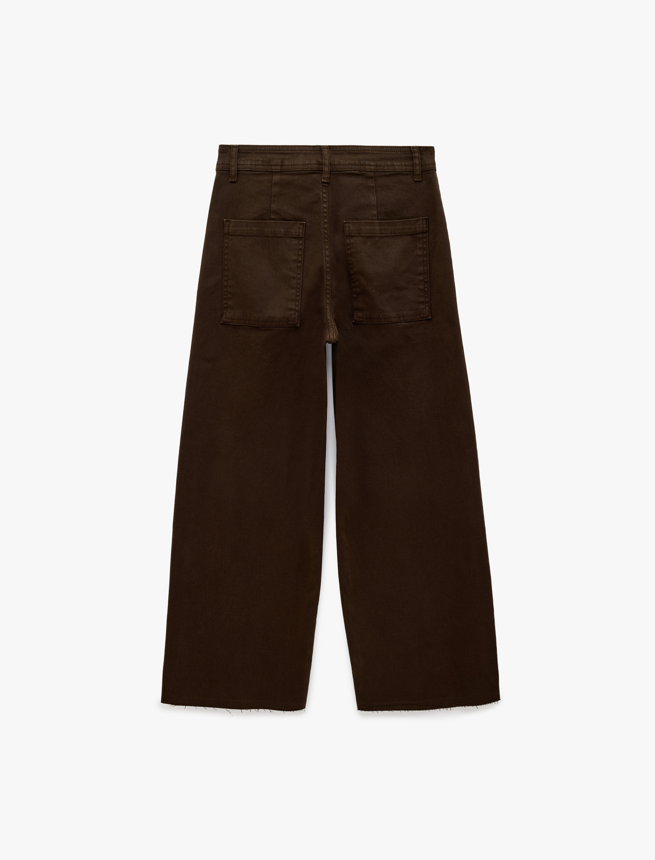   Cepli Rahat Kalıp Kesik Paça Yüksek Bel  Jean Pantolon - Culoette Jean