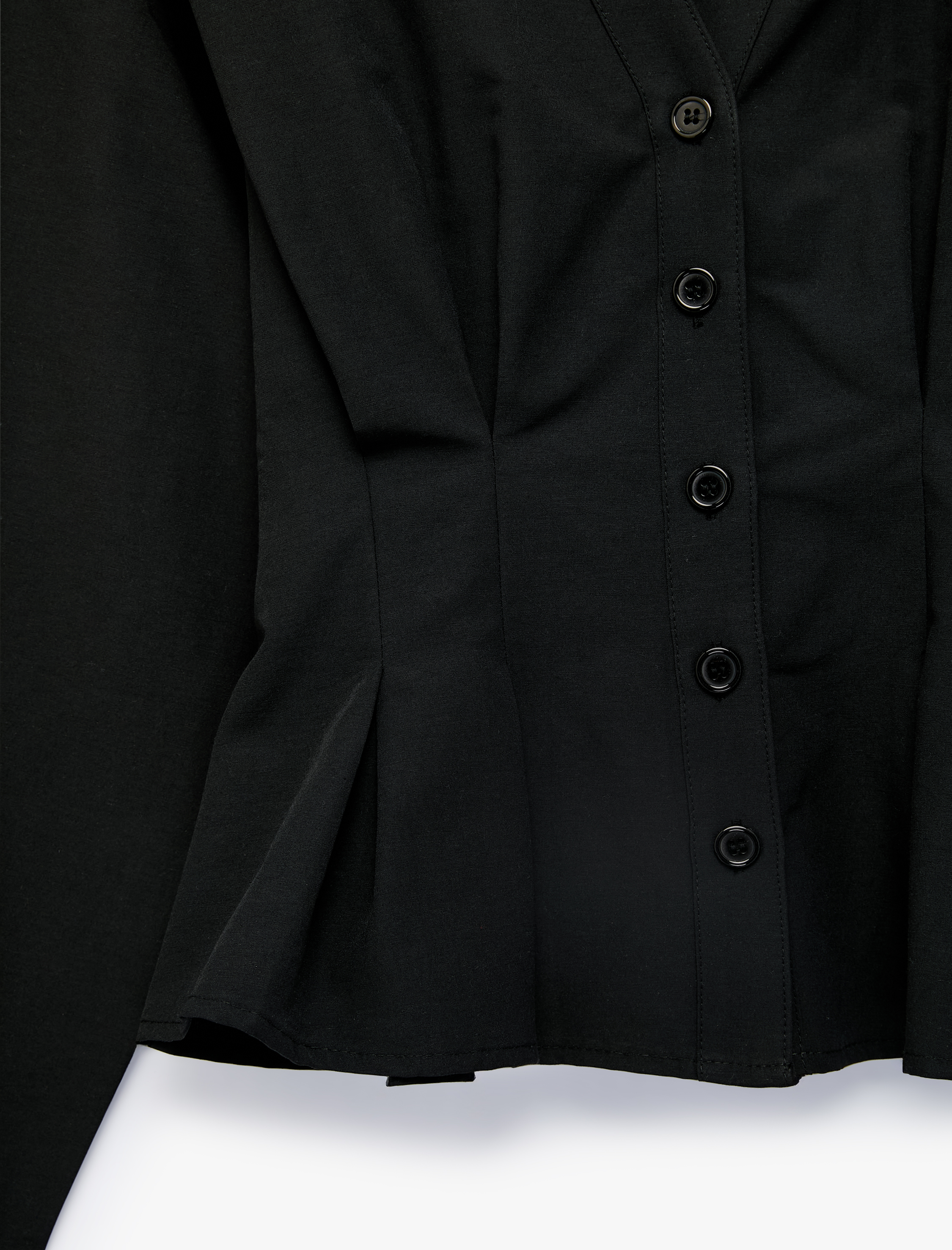   Slim Fit Düğmeli Uzun Kollu V Yaka Poplin Gömlek