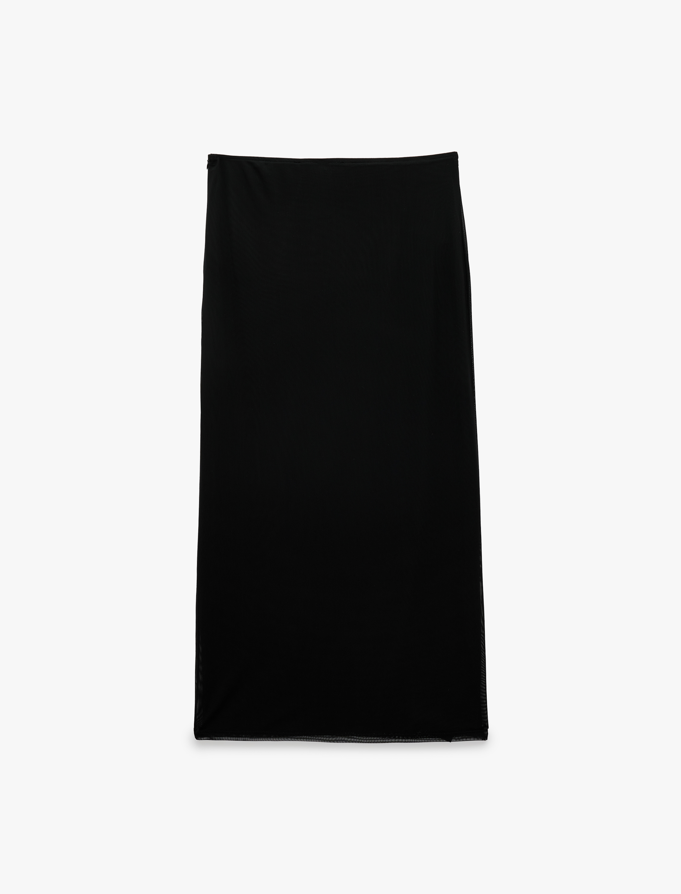   Slim Fit Bağlamalı Toka Detaylı Tül Midi Etek