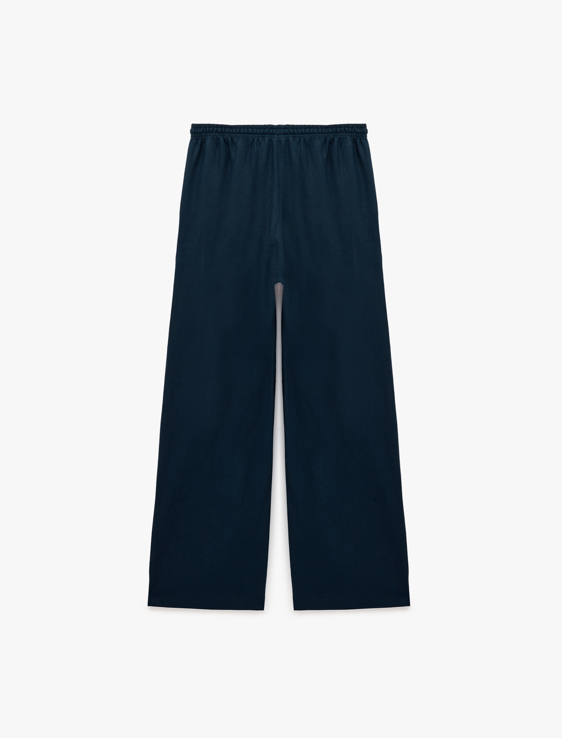   Viskon Keten Karışımlı Beli Bağcıklı Geniş Paça Pantolon