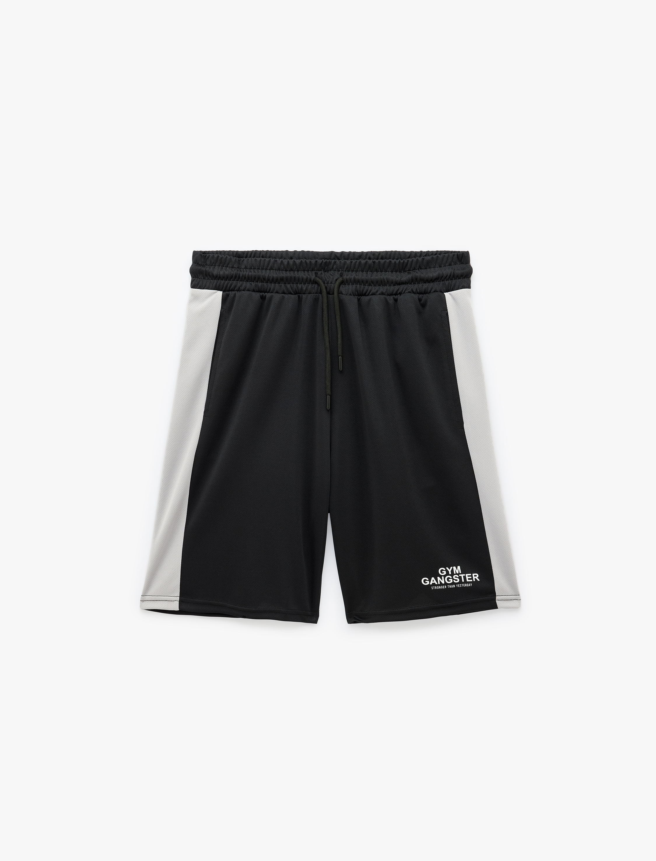   Straight Fit Renk Bloklu Cepli Baskılı Beli Bağcıklı Spor Şort