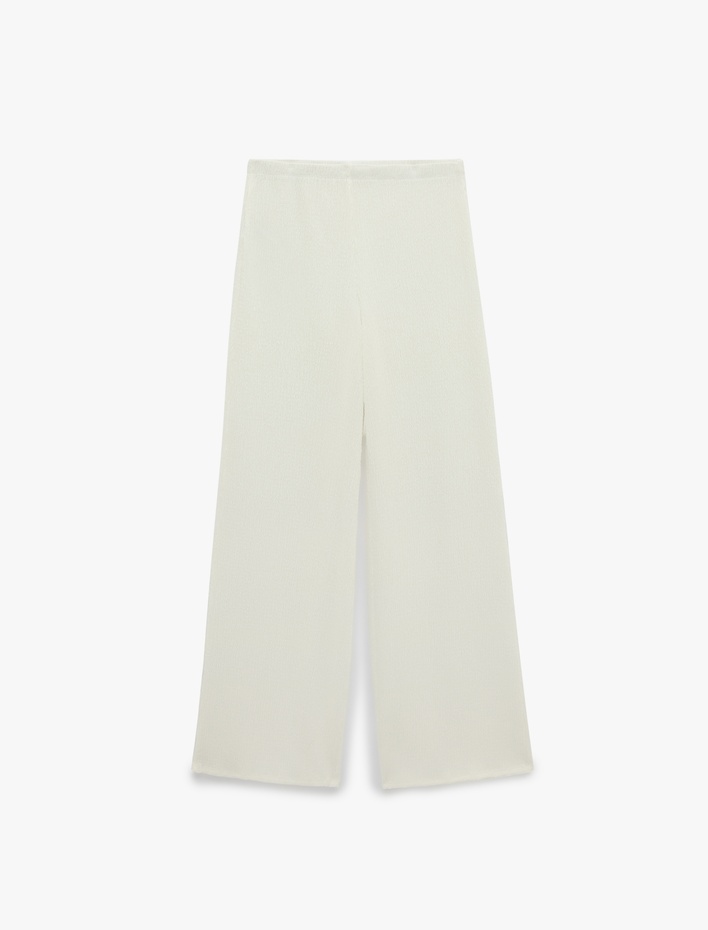  Koton X Sibil Çetinkaya - Bürümcük Kumaş Viskon Karışımlı Straight Fit Pantolon