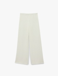 Koton X Sibil Çetinkaya - Bürümcük Kumaş Viskon Karışımlı Straight Fit Pantolon