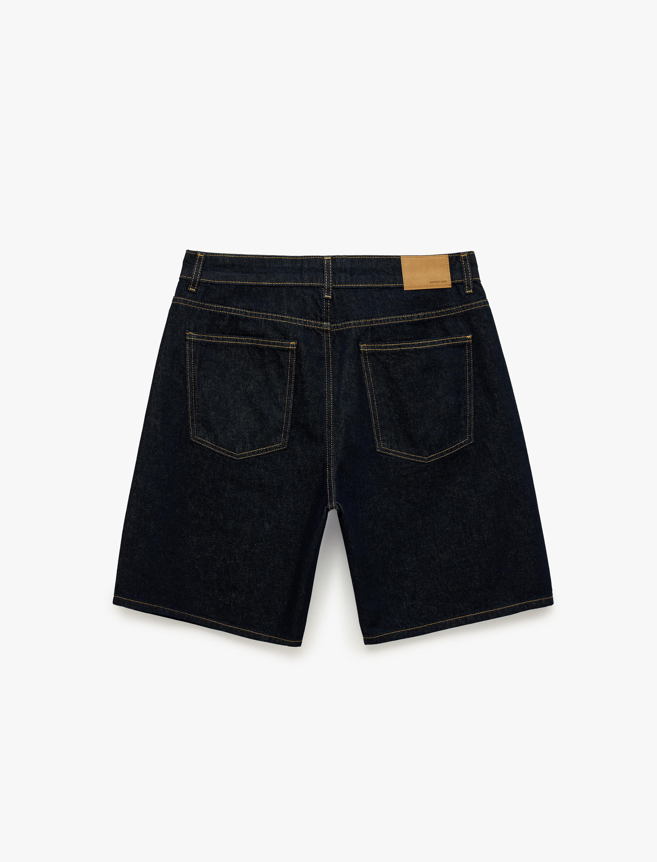   Normal Bel Pamuklu Bermuda Straight Fit Denim Şort
