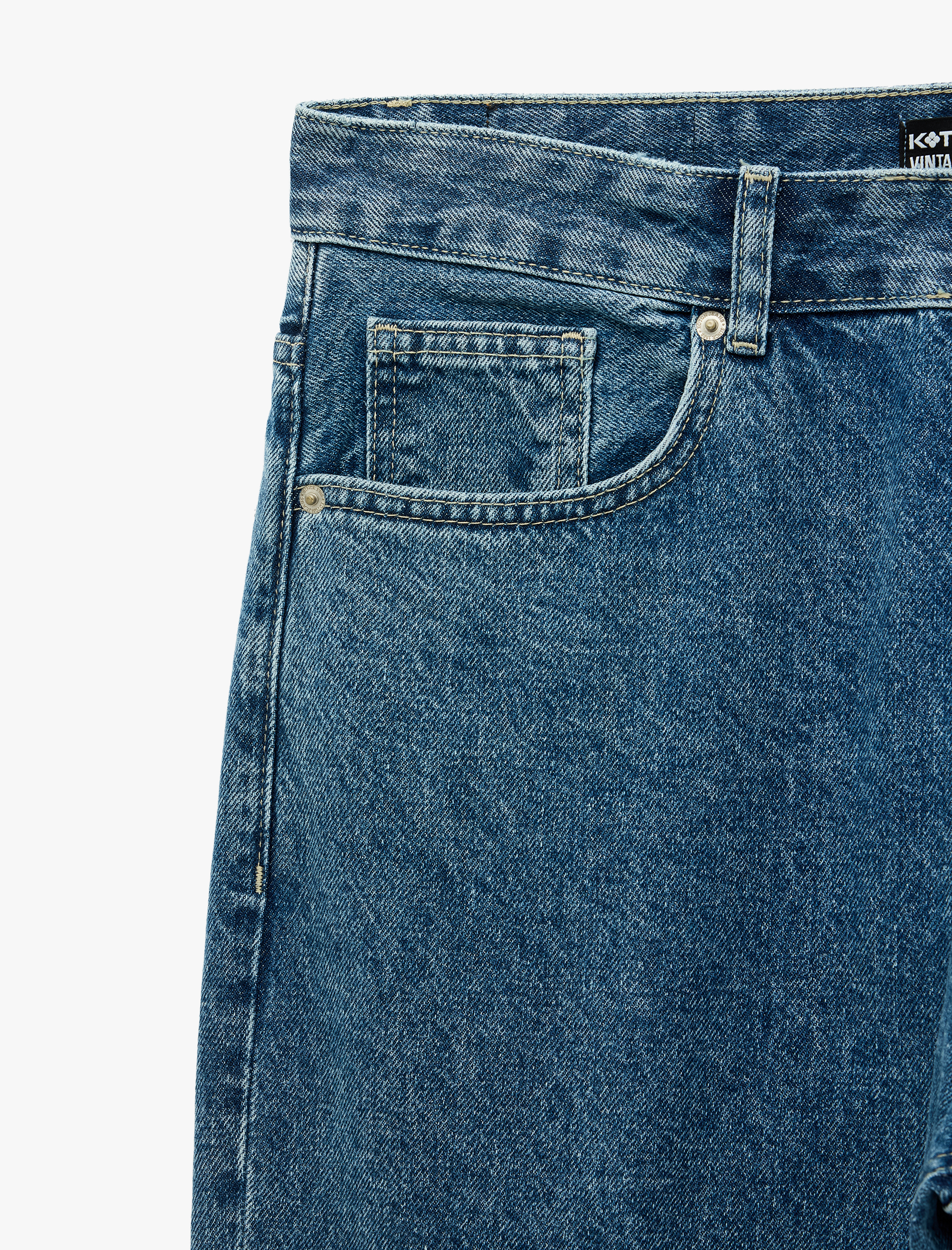   Normal Bel Cepli Pamuklu Vintage Straight Fit Jean Pantolon