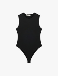 Slim Fit Kolsuz Bisiklet Yaka Bodysuit
