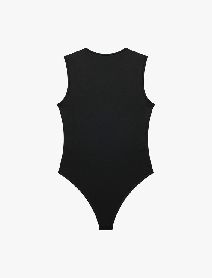  Slim Fit Kolsuz Bisiklet Yaka Bodysuit