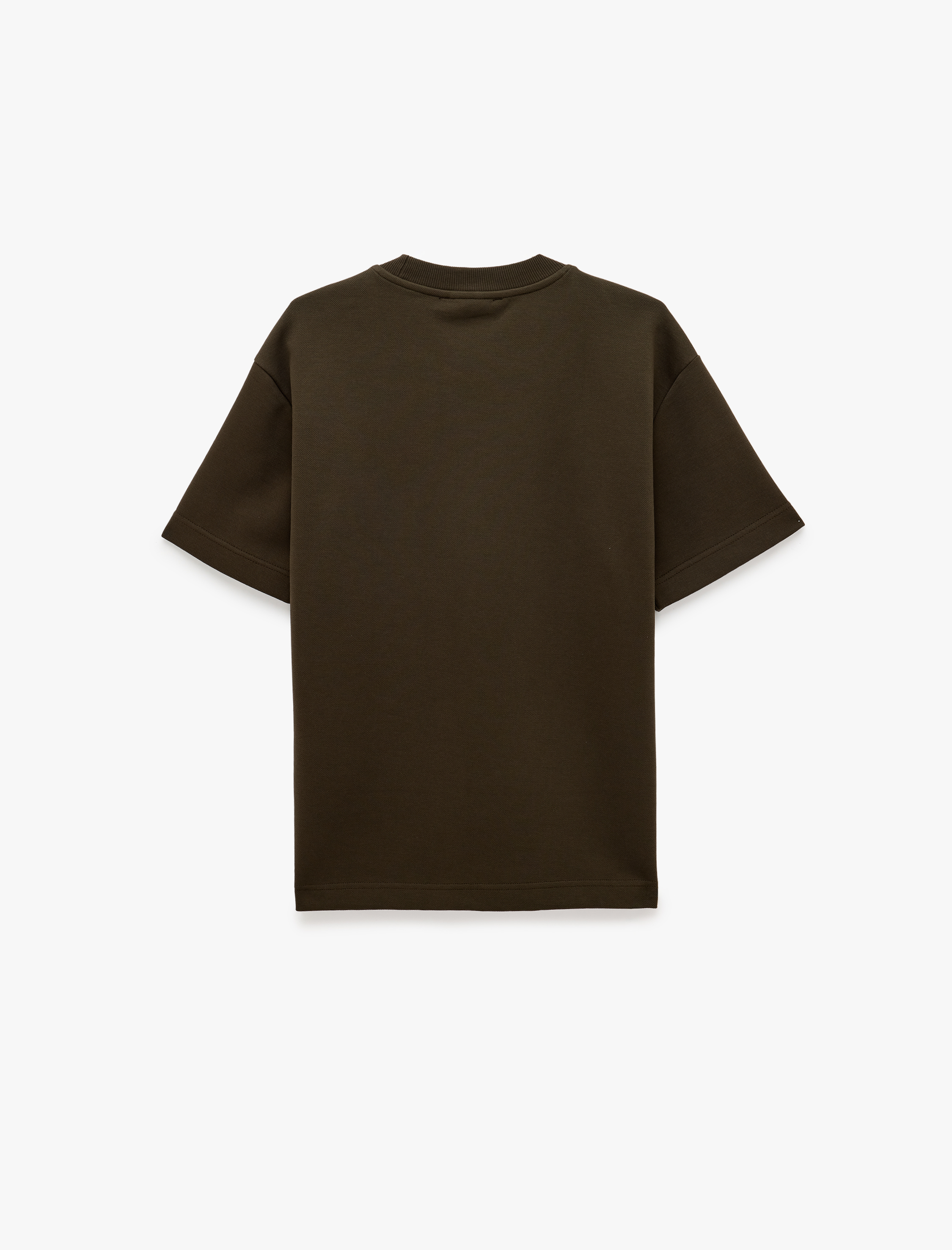   Pamuklu Kısa Kollu Pike Kumaş Bisiklet Yaka Basic Oversize Tişört