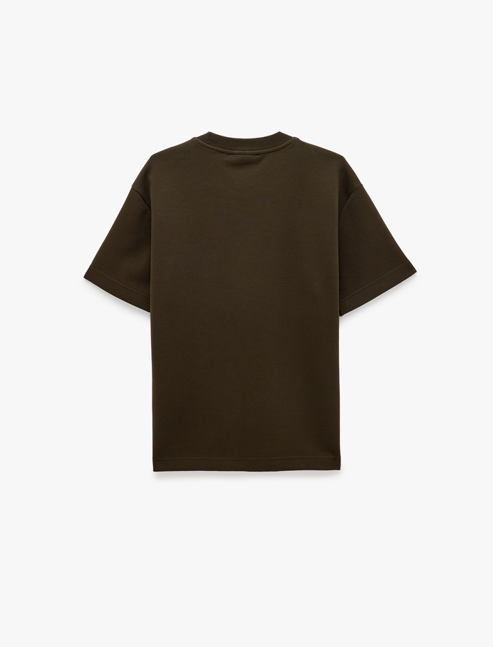  Pamuklu Kısa Kollu Pike Kumaş Bisiklet Yaka Basic Oversize Tişört