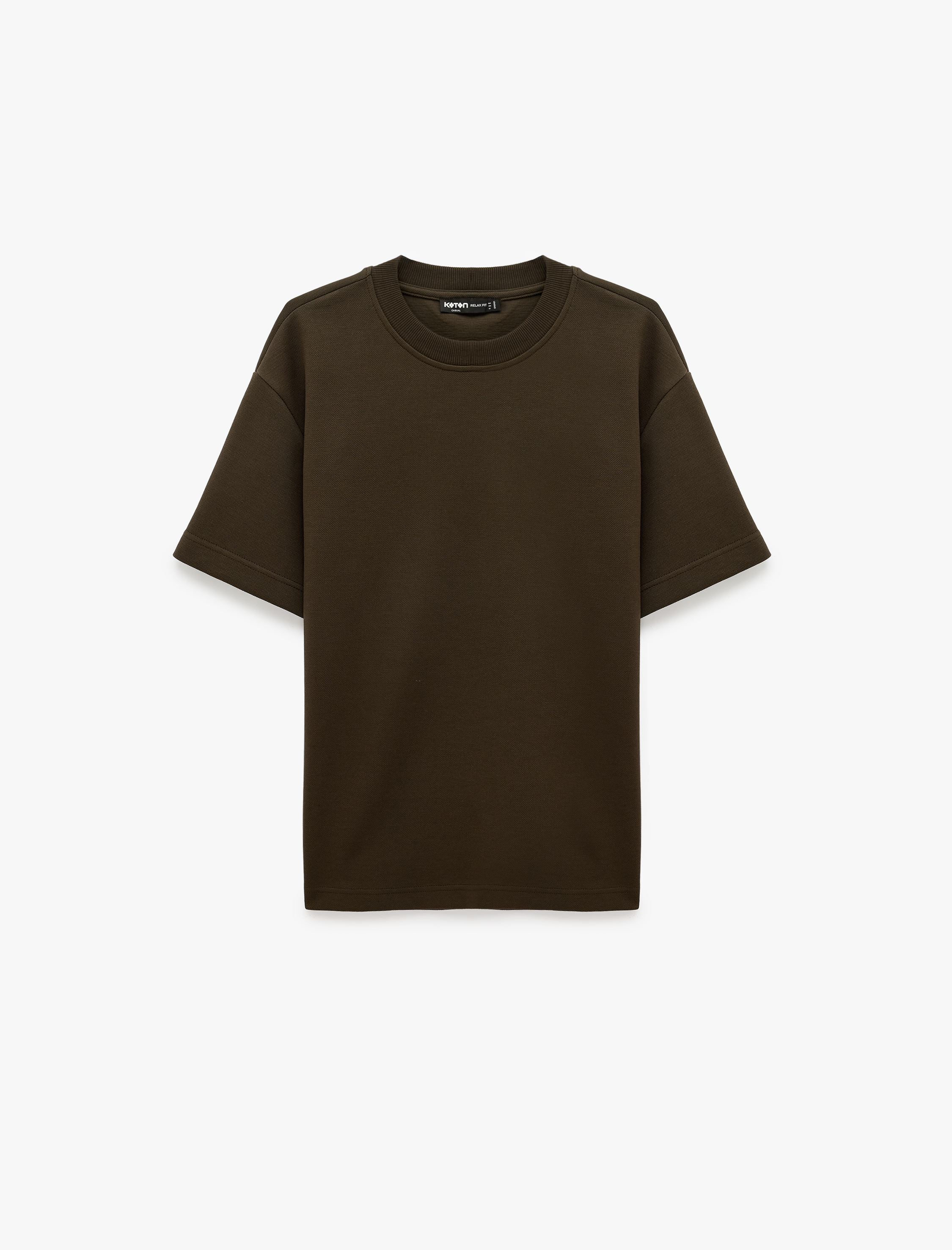   Pamuklu Kısa Kollu Pike Kumaş Bisiklet Yaka Basic Oversize Tişört
