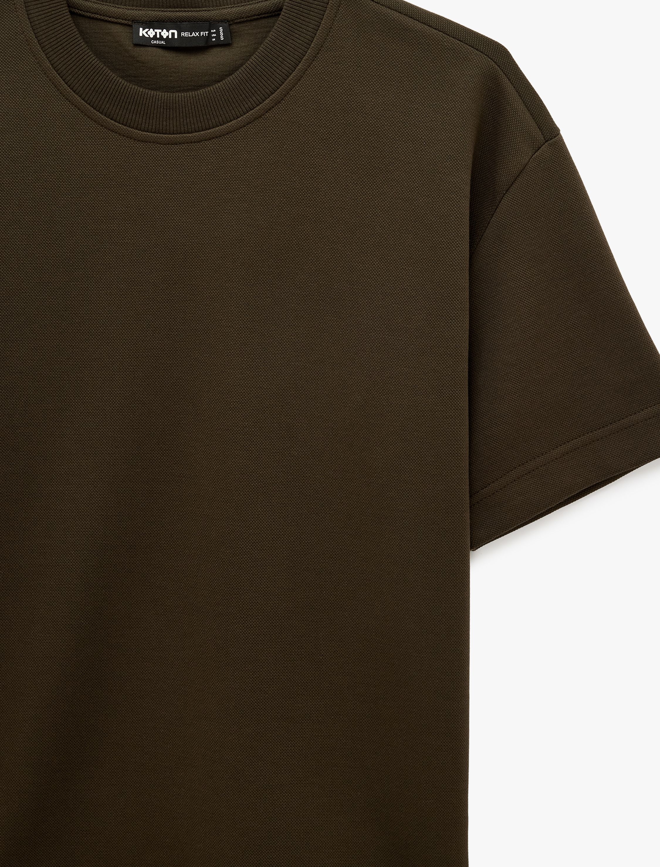   Pamuklu Kısa Kollu Pike Kumaş Bisiklet Yaka Basic Oversize Tişört