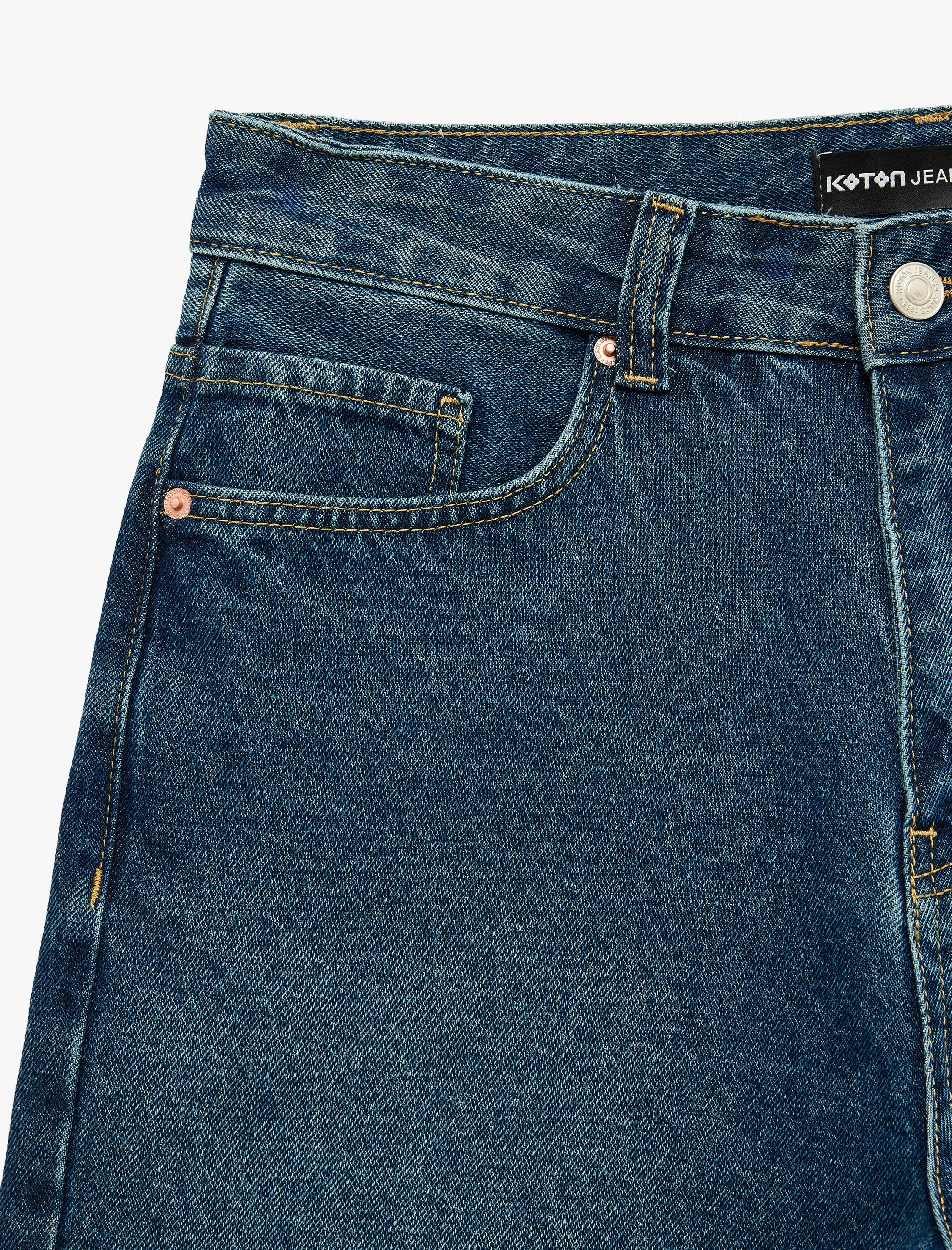   Normal Bel Cepli Pamuklu Bermuda Straight Fit Jean Şort