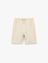 Regular Fit Cepli Bermuda Cupro Modal Beli Bağcıklı Şort