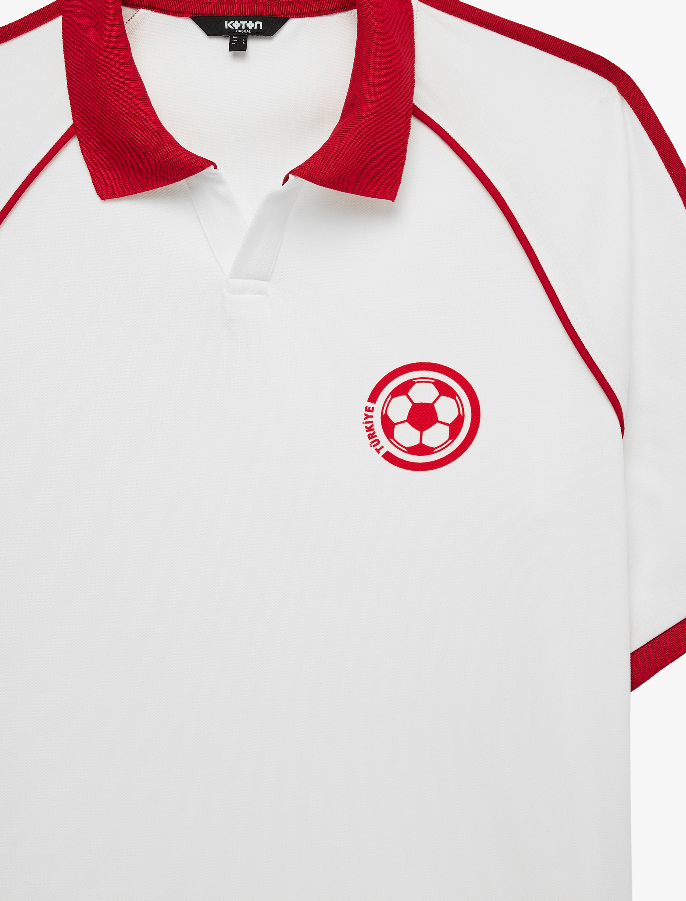   Regular Fit Renk Kontrastlı Polo Yaka Kısa Reglan Kol Baskılı 2026 Dünya Kupası Tişörtü
