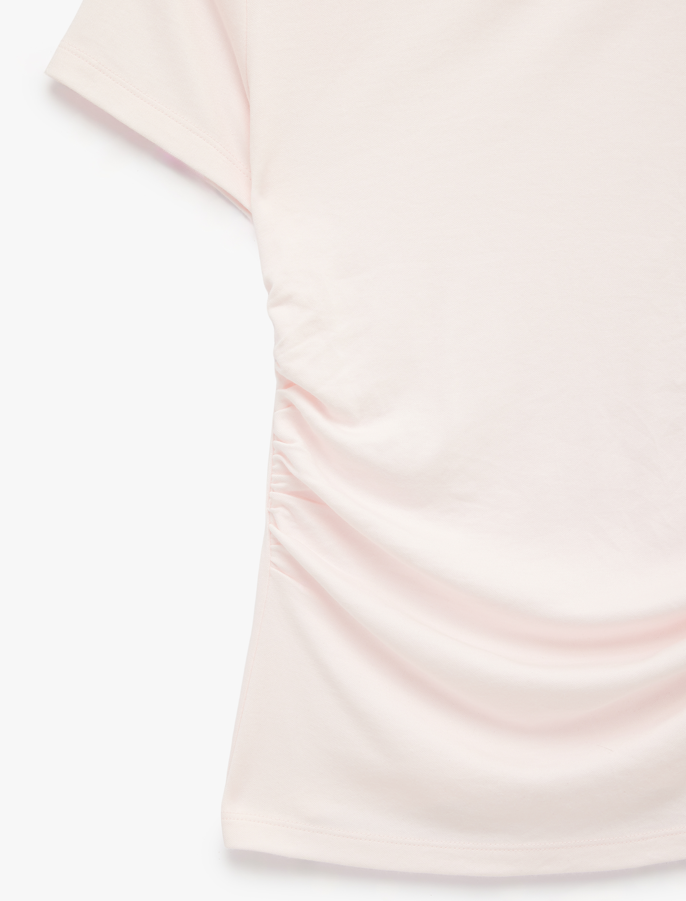   Slim Fit Drapeli Kısa Kollu Kayık Yaka Tişört