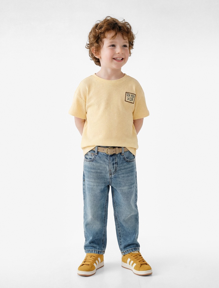 Erkek Bebek Pamuklu Oversize Denim Pantolon