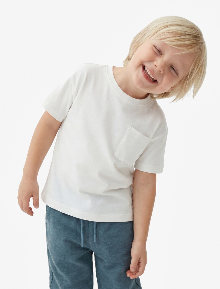 Erkek Bebek Pamuklu Beli Bağcıklı Müslin Kumaş Basic Jogger Pantolon