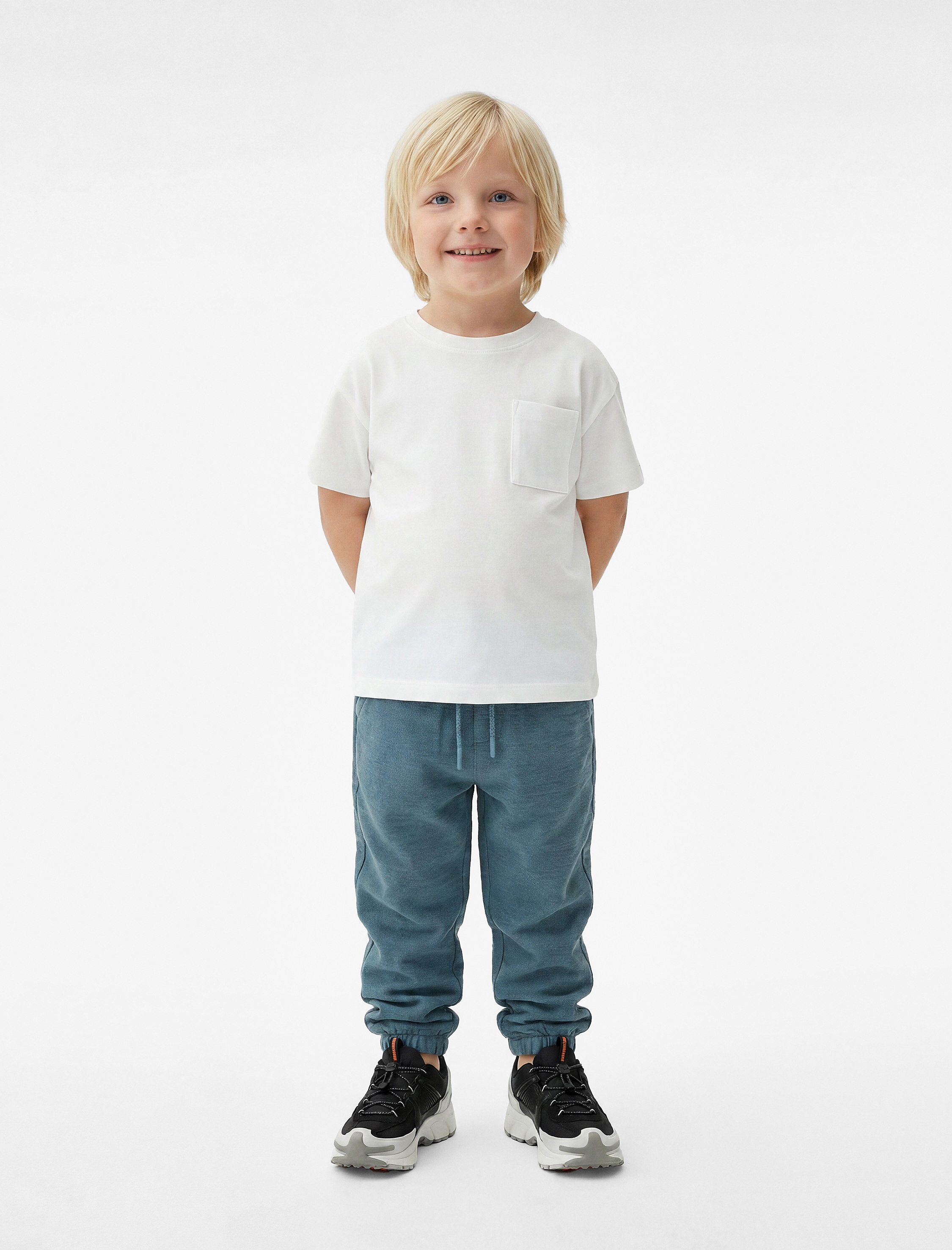  Erkek Bebek Pamuklu Beli Bağcıklı Müslin Kumaş Basic Jogger Pantolon