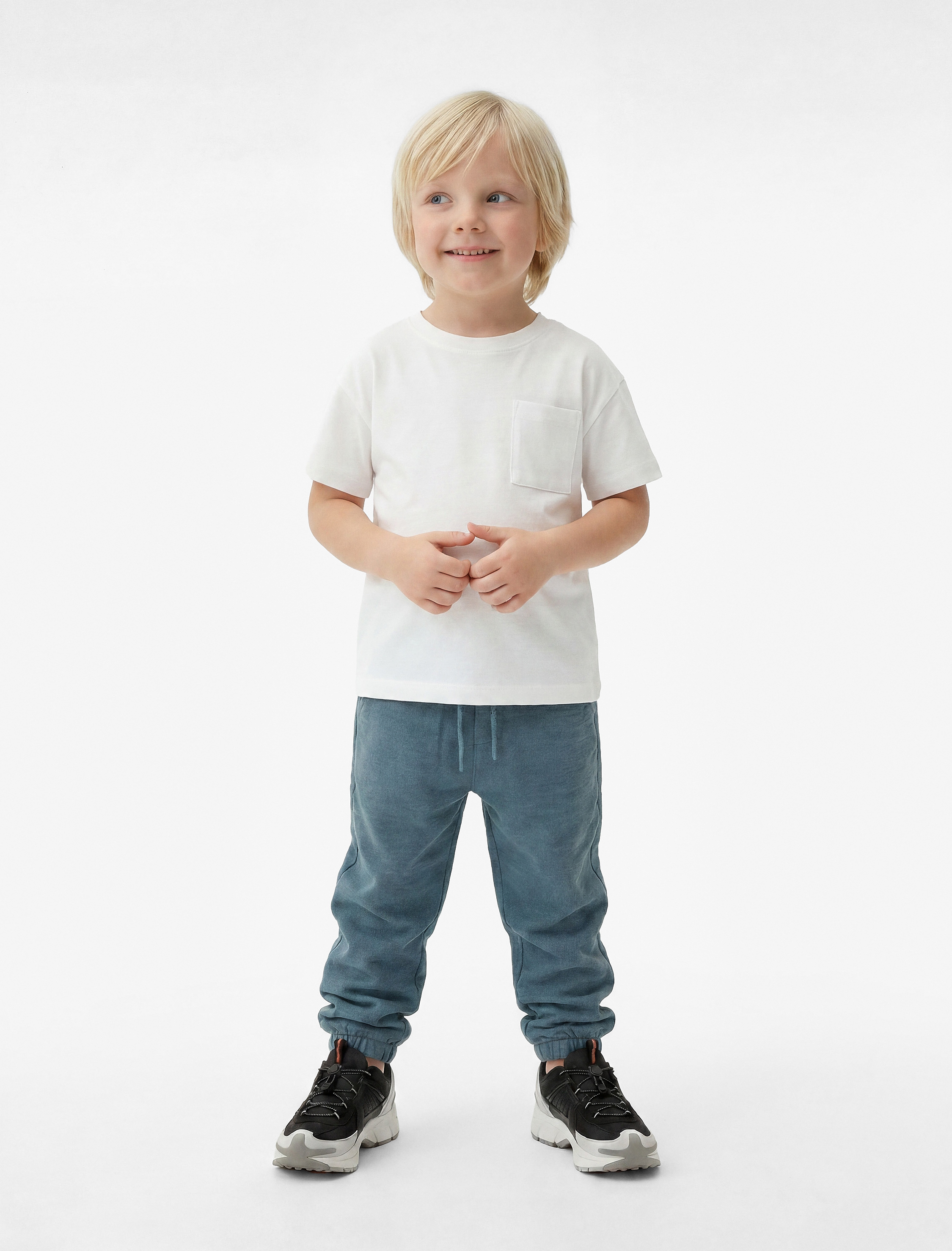  Erkek Bebek Pamuklu Beli Bağcıklı Müslin Kumaş Basic Jogger Pantolon
