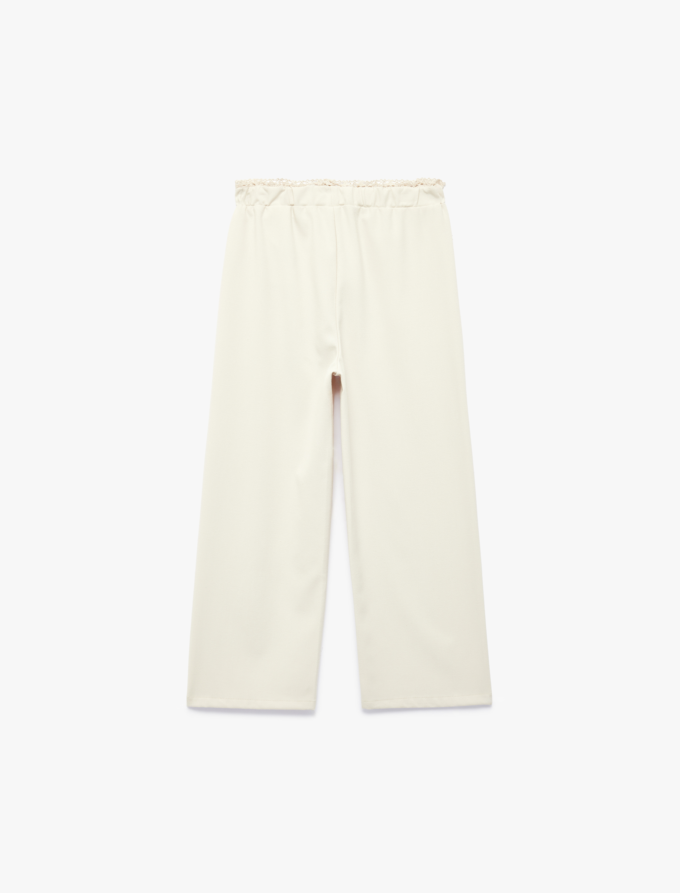  Kız Çocuk Beli Lastikli Viskon Karışımlı Geniş Paça Pantolon