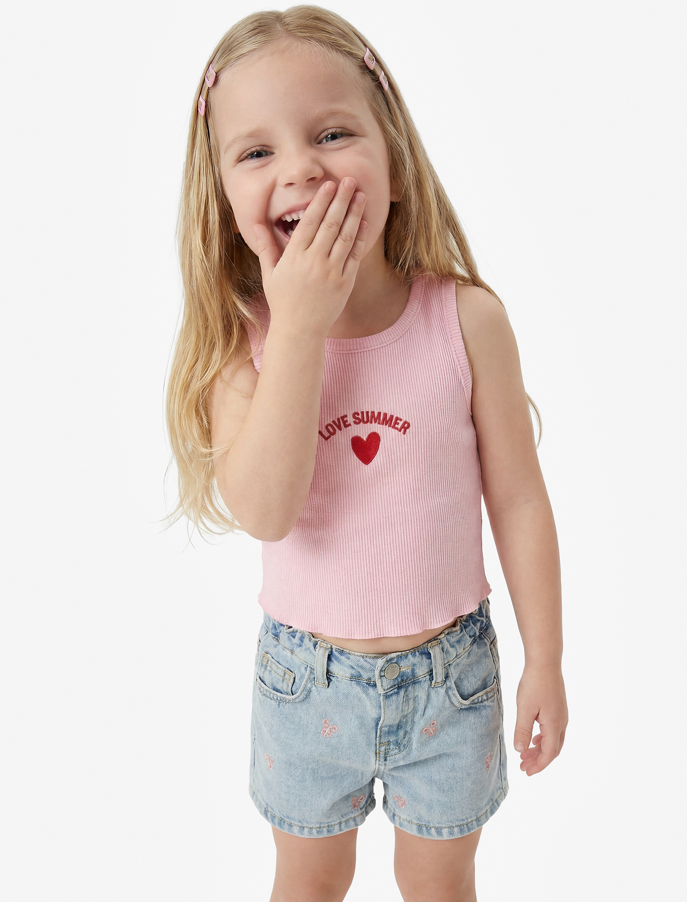  Kız Bebek Fiyonk İşlemeli Cepli Pamuklu Denim Şort
