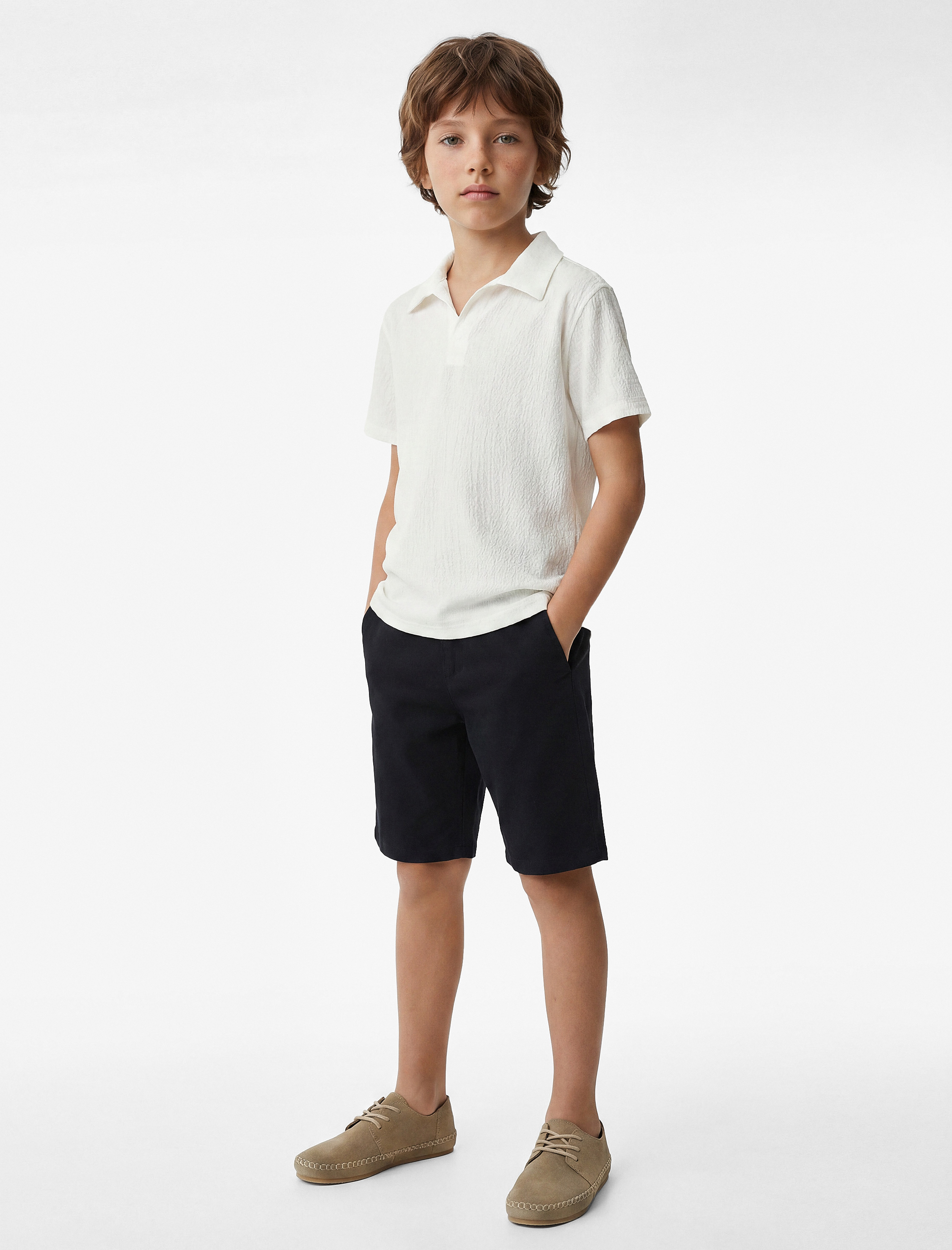  Erkek Çocuk Basic Kısa Kollu Oversize Polo Yaka Gömlek
