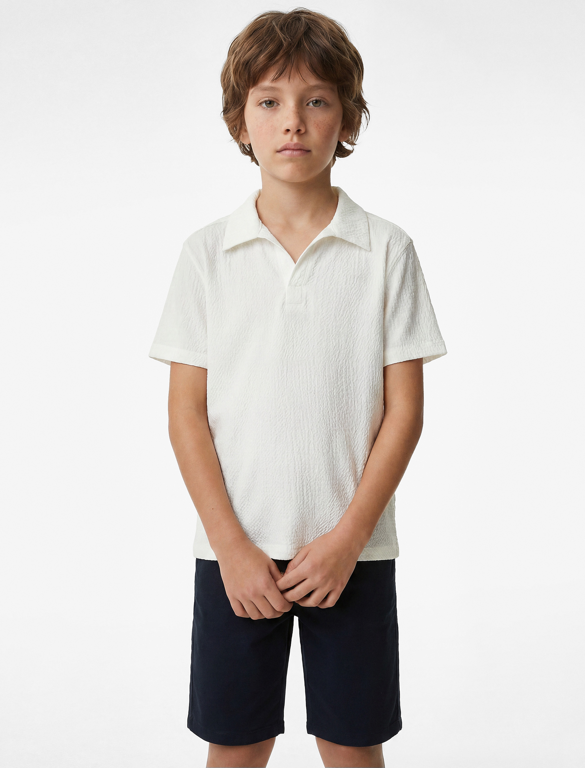  Erkek Çocuk Basic Kısa Kollu Oversize Polo Yaka Gömlek