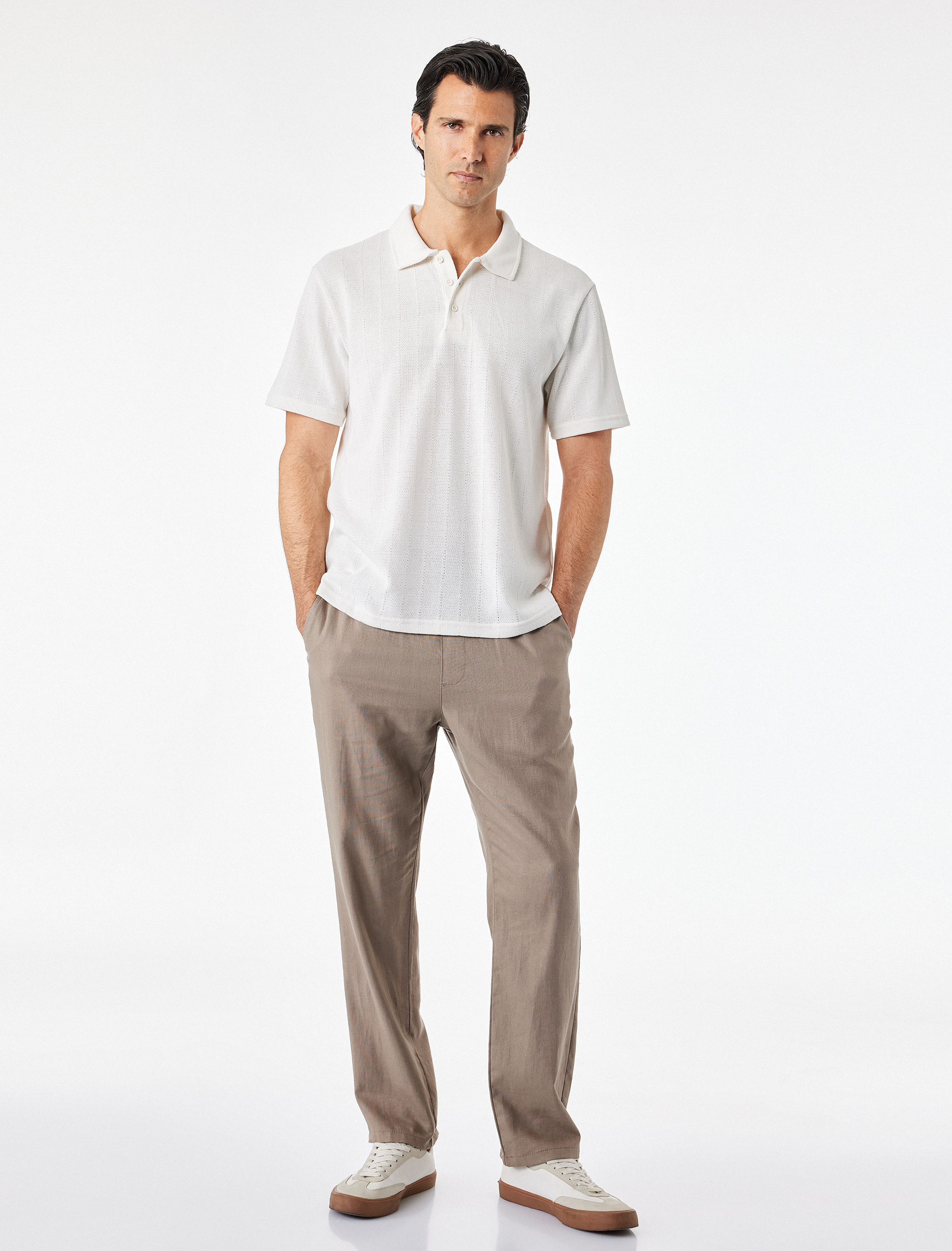   Regular Fit Kısa Kollu Düğmeli Polo Yaka Basic Tişört