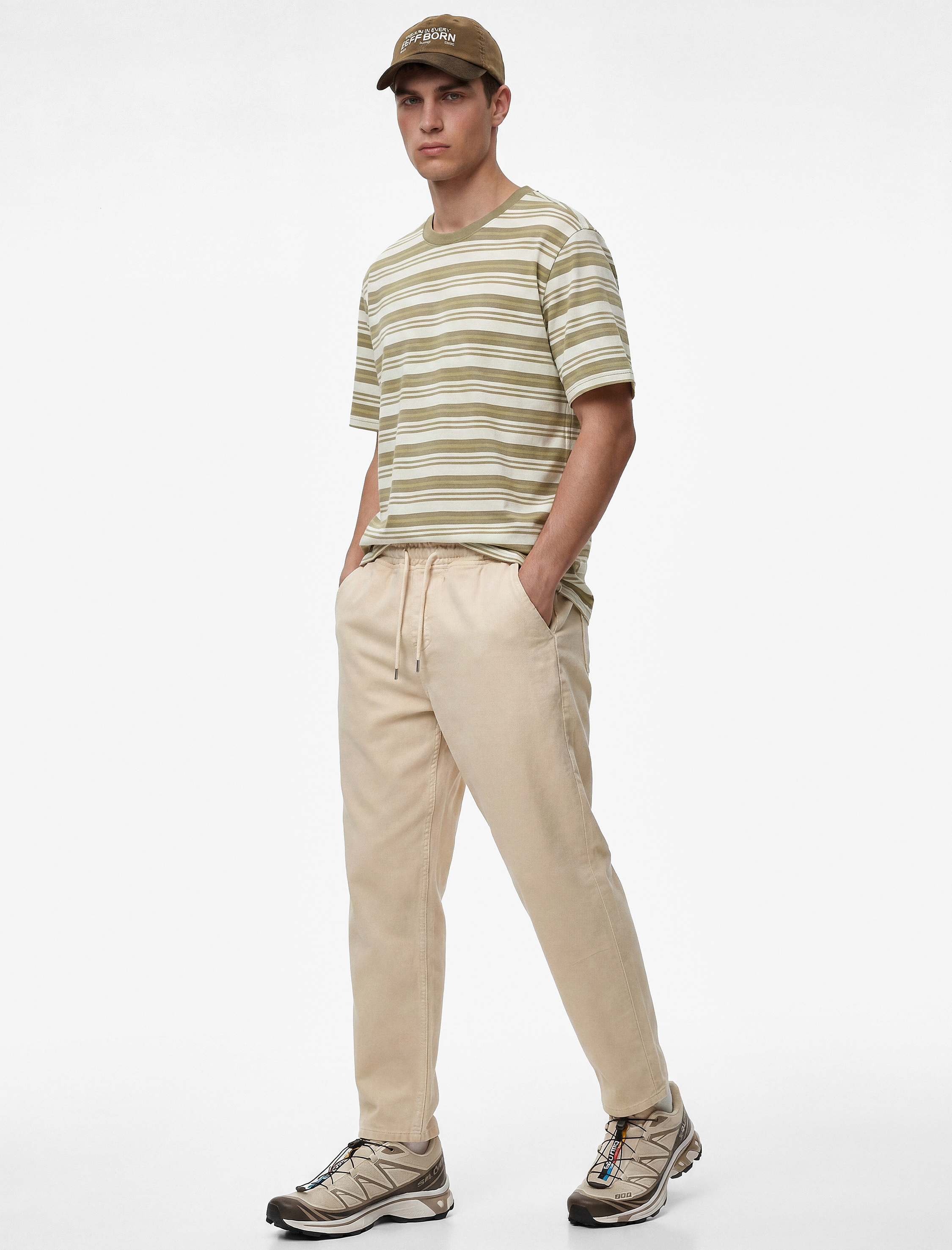   Regular Fit Normal Bel Pamuklu Bol Beli Bağcıklı Baggy Jean Pantolon