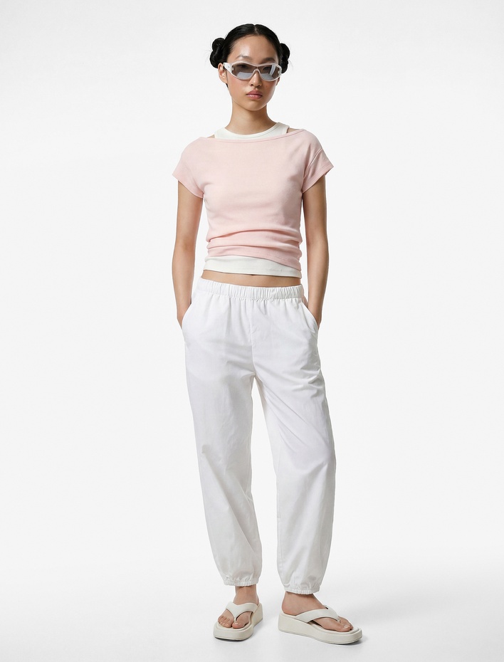  Slim Fit Kısa Kollu Bisiklet Yaka Atlet Detaylı İkili Tişört