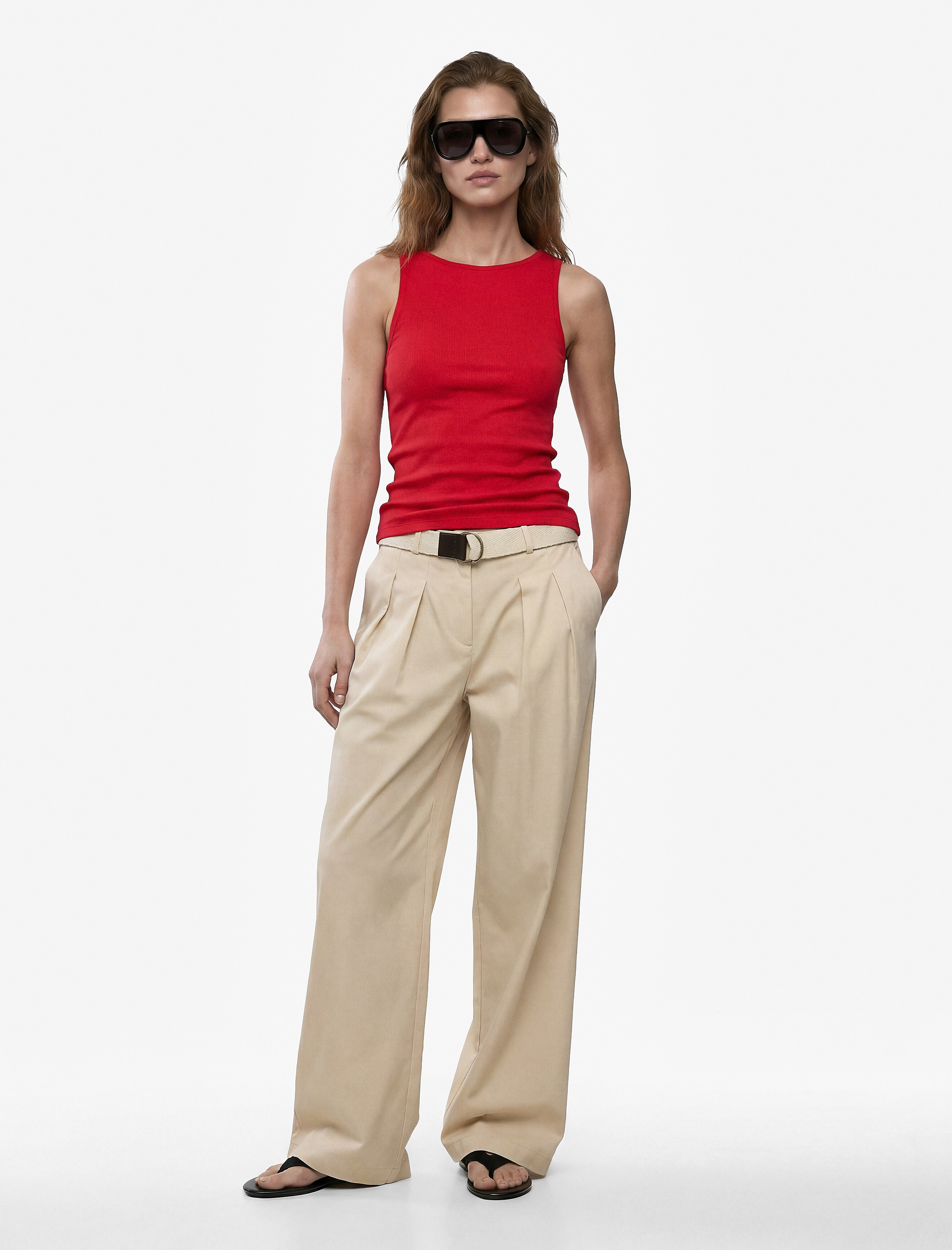   Pamuklu Slim Fit Kolsuz Kayık Yaka Bluz