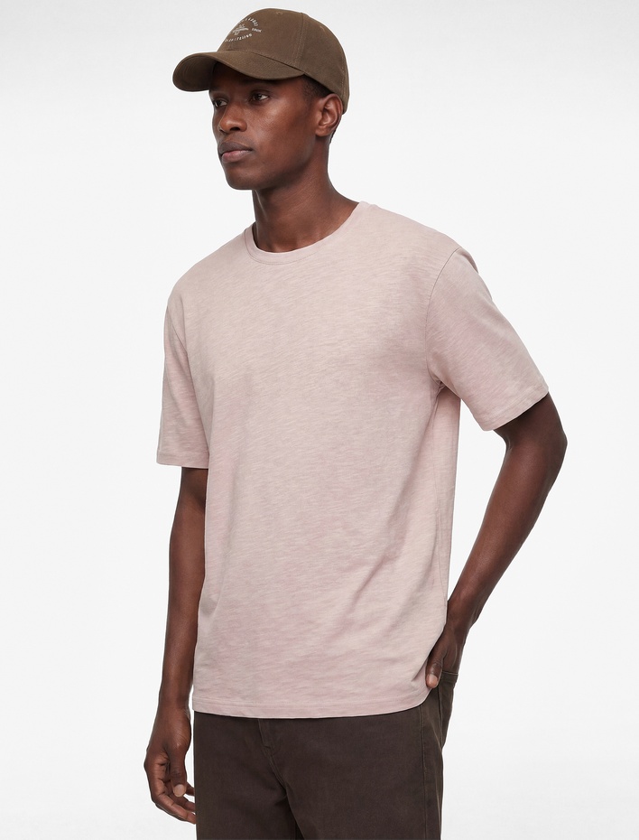  Pamuklu Kısa Kollu Bisiklet Yaka Basic Oversize Tişört