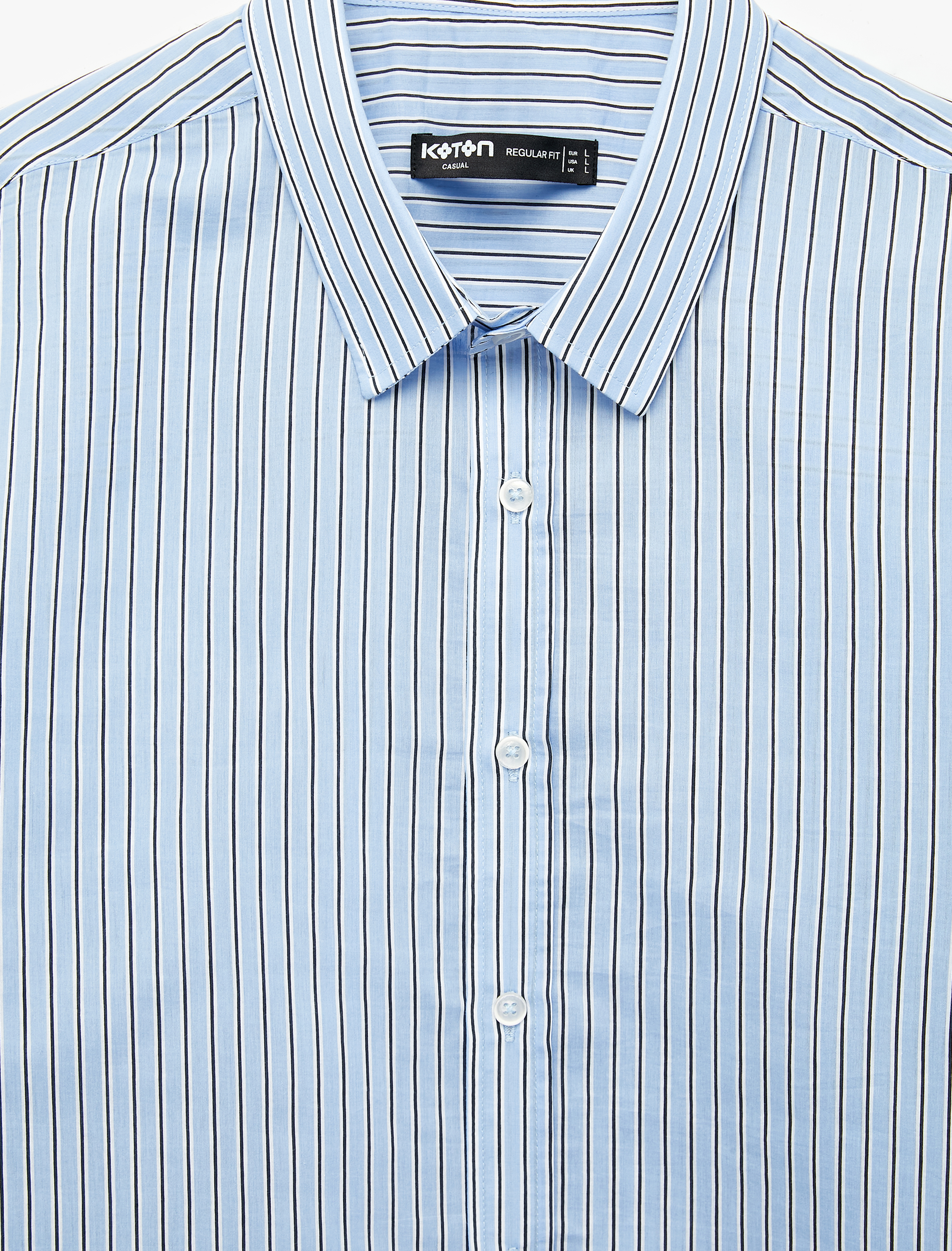   Regular Fit Pamuklu Poplin Klasik Yaka Uzun Kollu Çizgili Gömlek