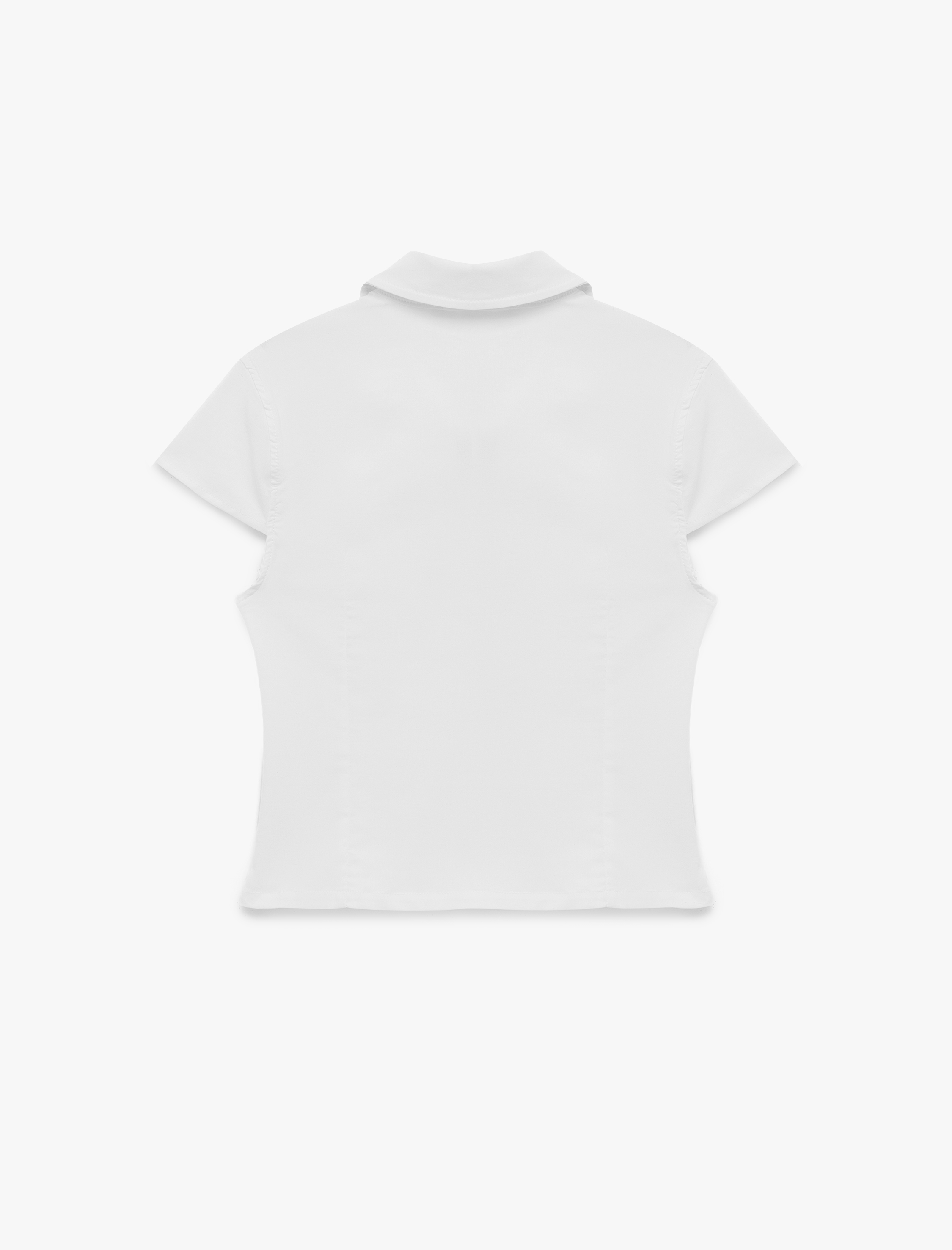   Slim Fit Kısa Kollu Klasik Yaka Fermuarlı Crop Gömlek