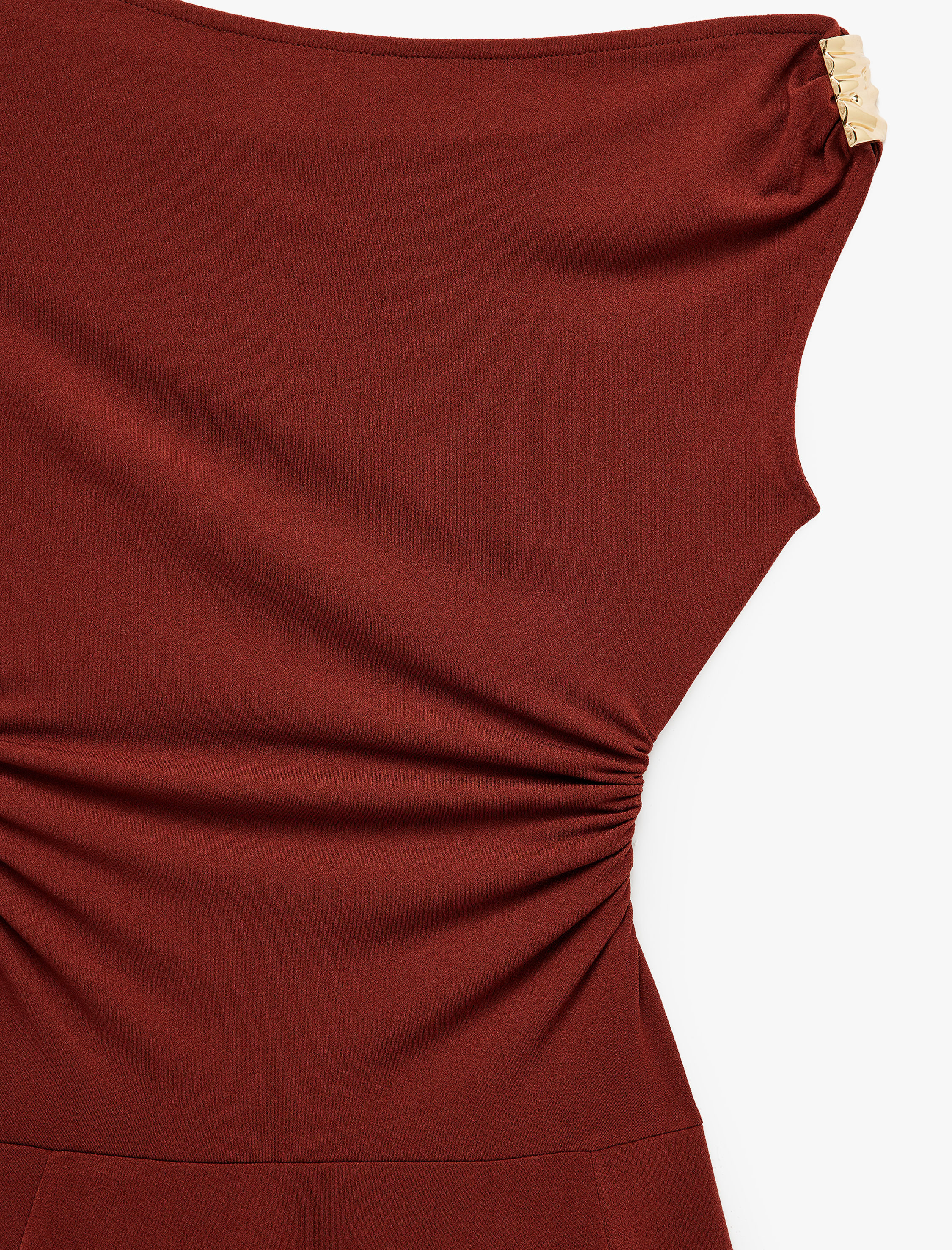   Koton X Melis Ağazat - Slim Fit Aksesuar Detaylı Asimetrik Kesim Tek Omuz Mini Elbise