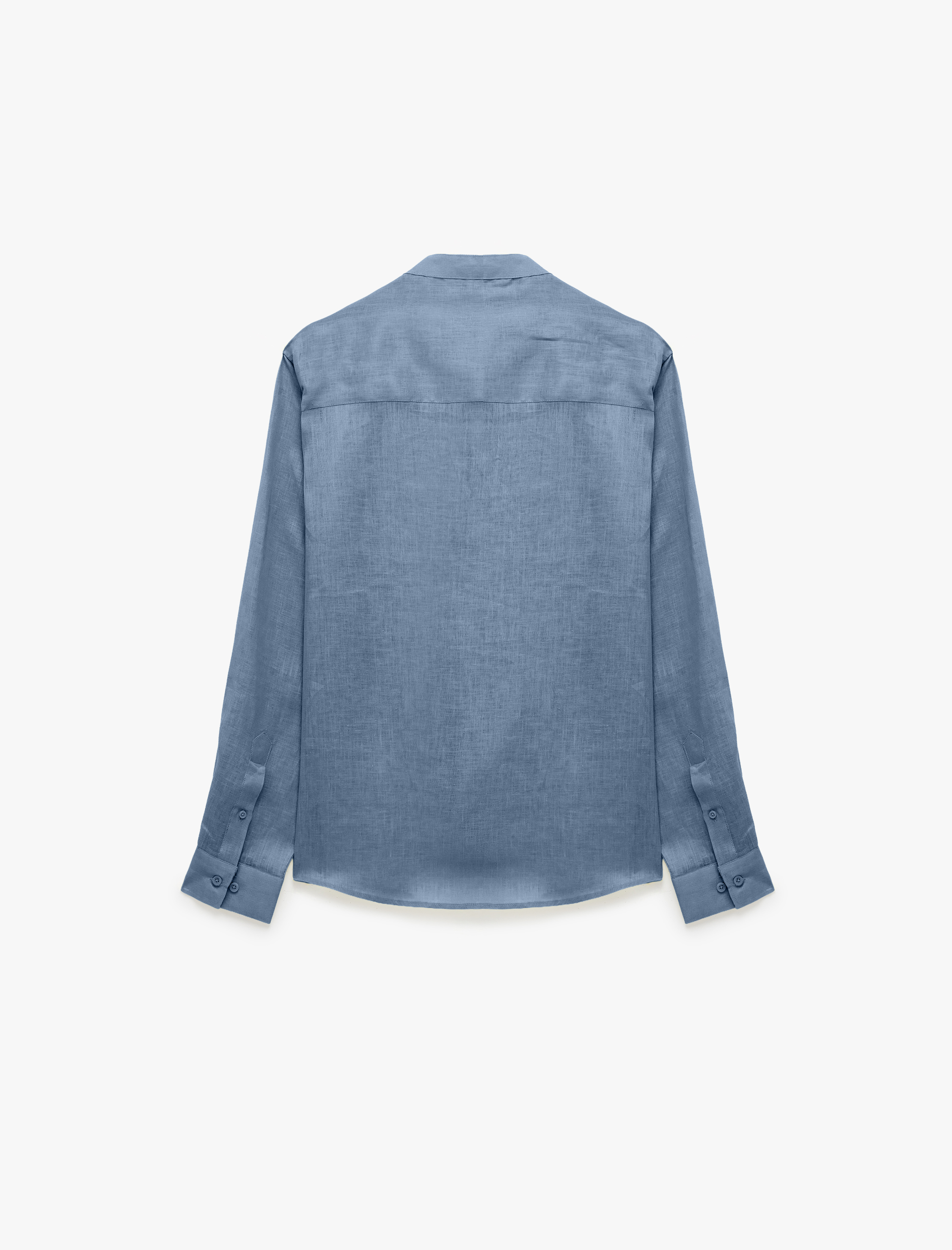   Hakim Yaka Bol Kalıp Uzun Kollu Keten Gömlek