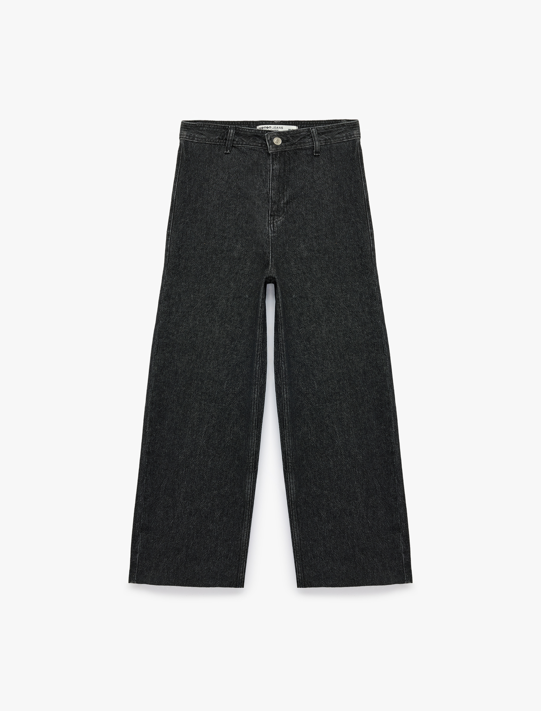   Yüksek Bel Rahat Kalıp Pamuklu Denim Pantolon - Culotte Jeans