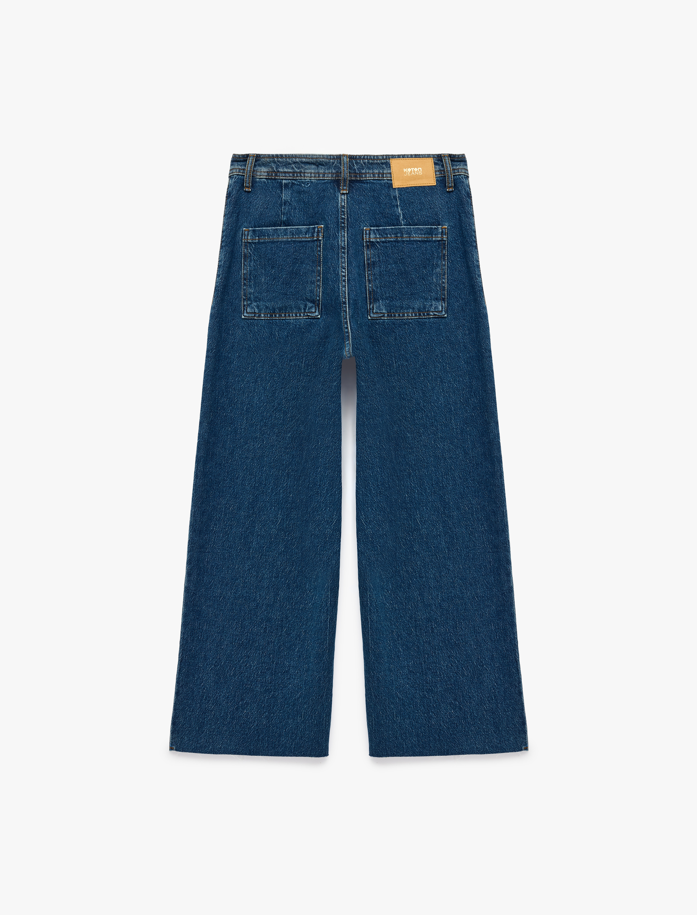   Yüksek Bel Rahat Kalıp Pamuklu Denim Pantolon - Culotte Jeans