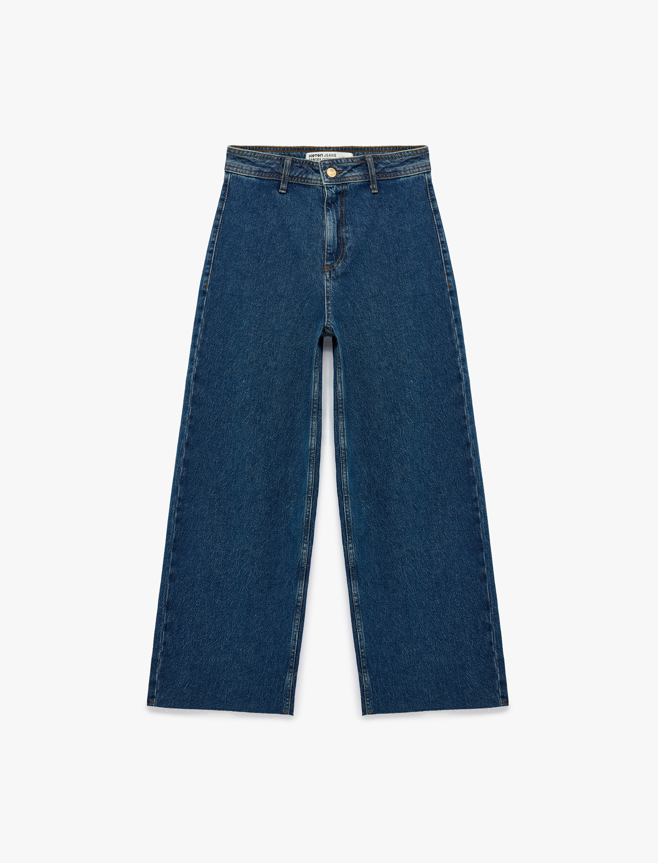   Yüksek Bel Rahat Kalıp Pamuklu Denim Pantolon - Culotte Jeans