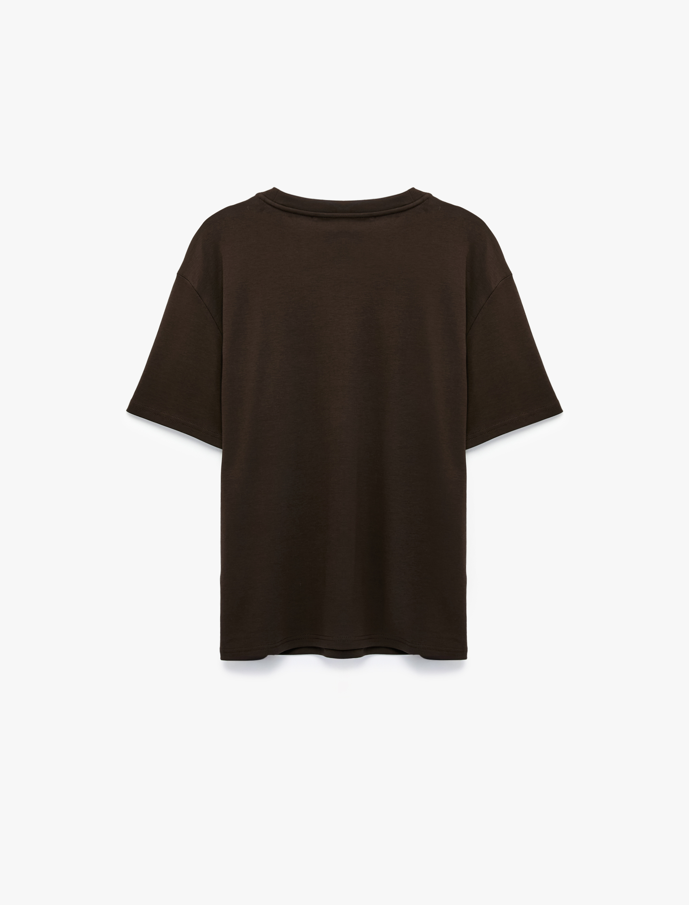   Pamuklu Bisiklet Yaka Kısa Kollu Basic Oversize Tişört