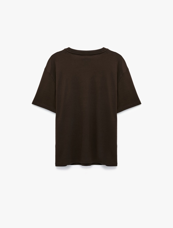  Pamuklu Bisiklet Yaka Kısa Kollu Basic Oversize Tişört
