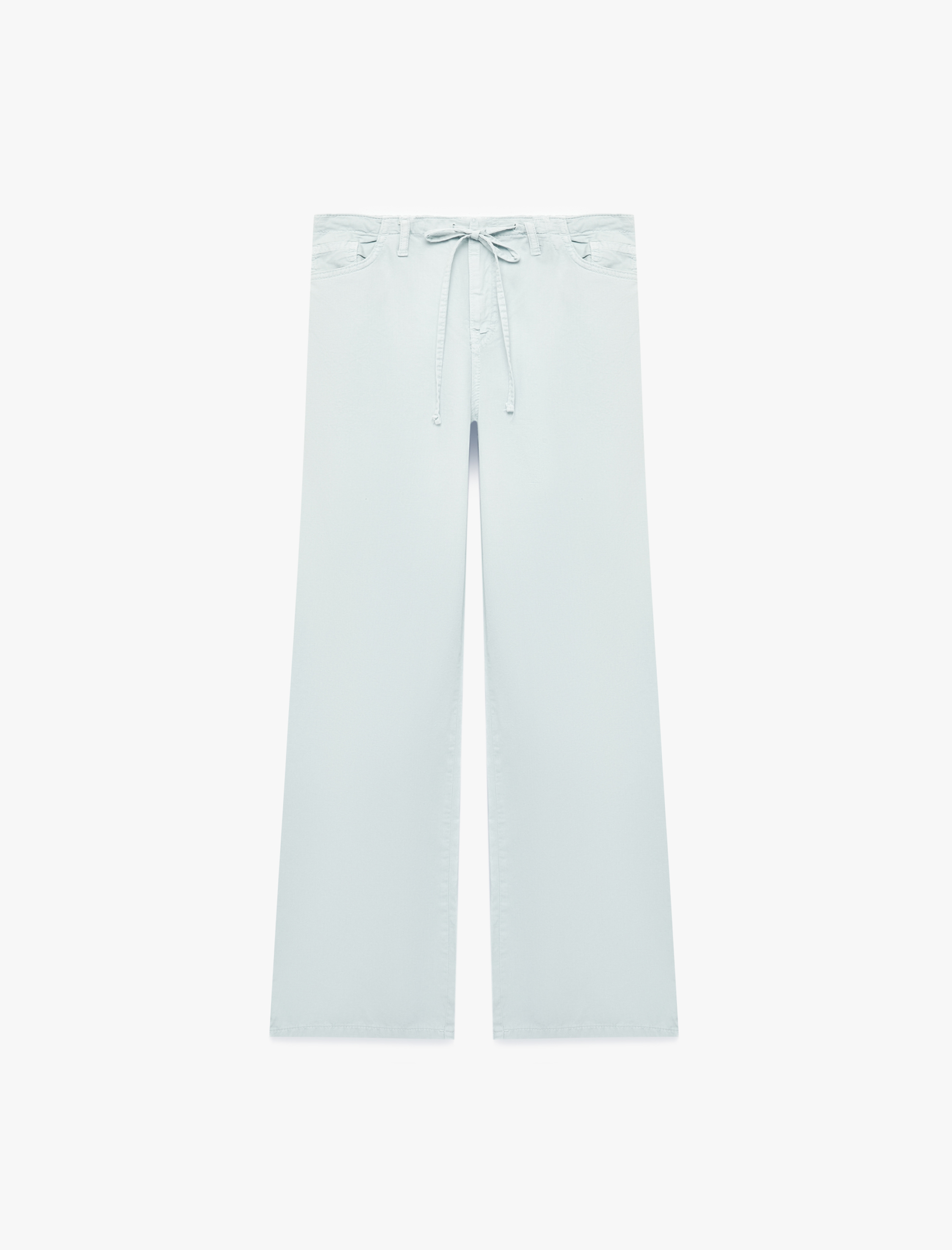   Pamuklu Cep Detaylı Beli Bağcıklı Bol Pantolon - Loose Straight Fit Jean
