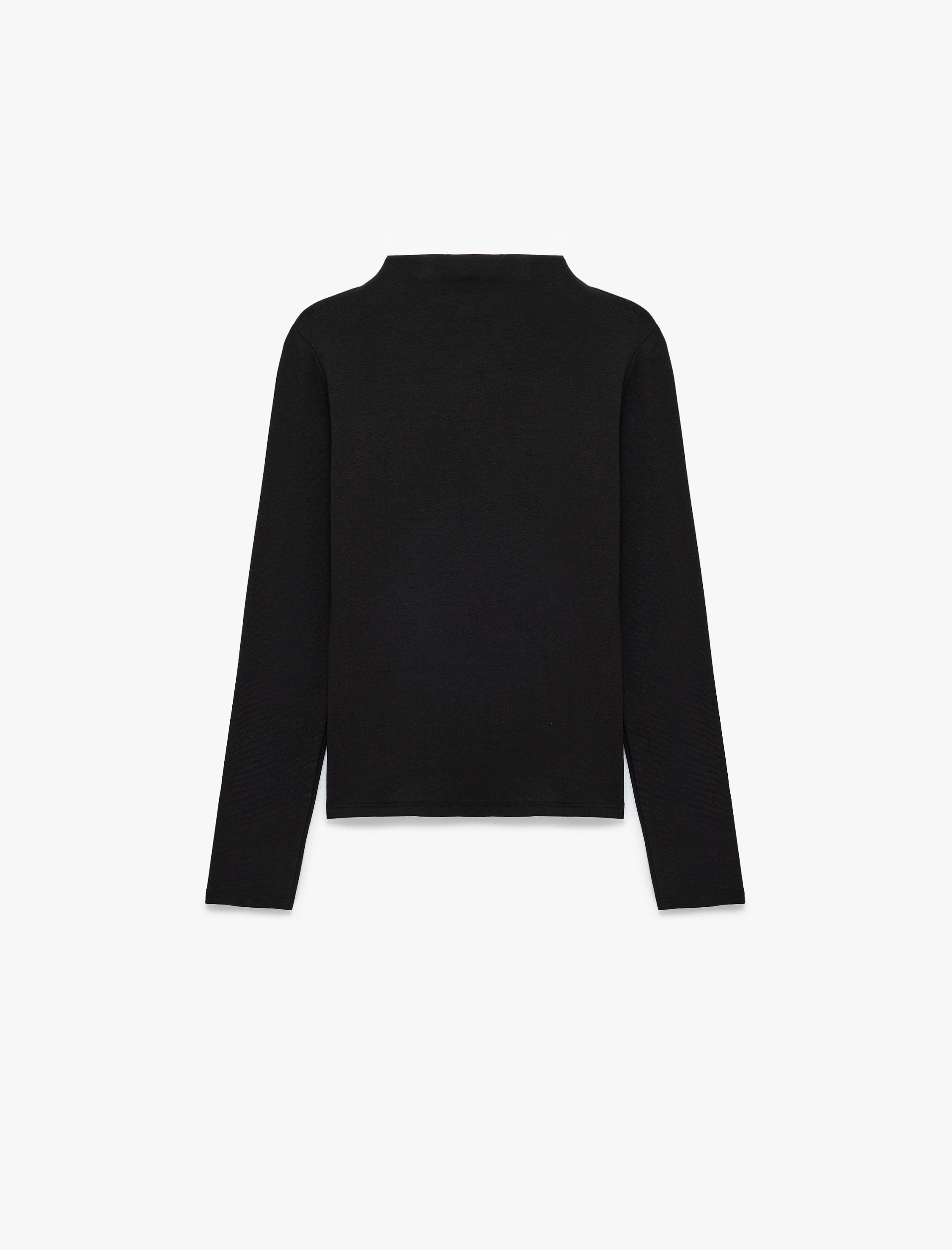   Modal Karışımlı Slim Fit Dik Yaka Uzun Kollu Tişört