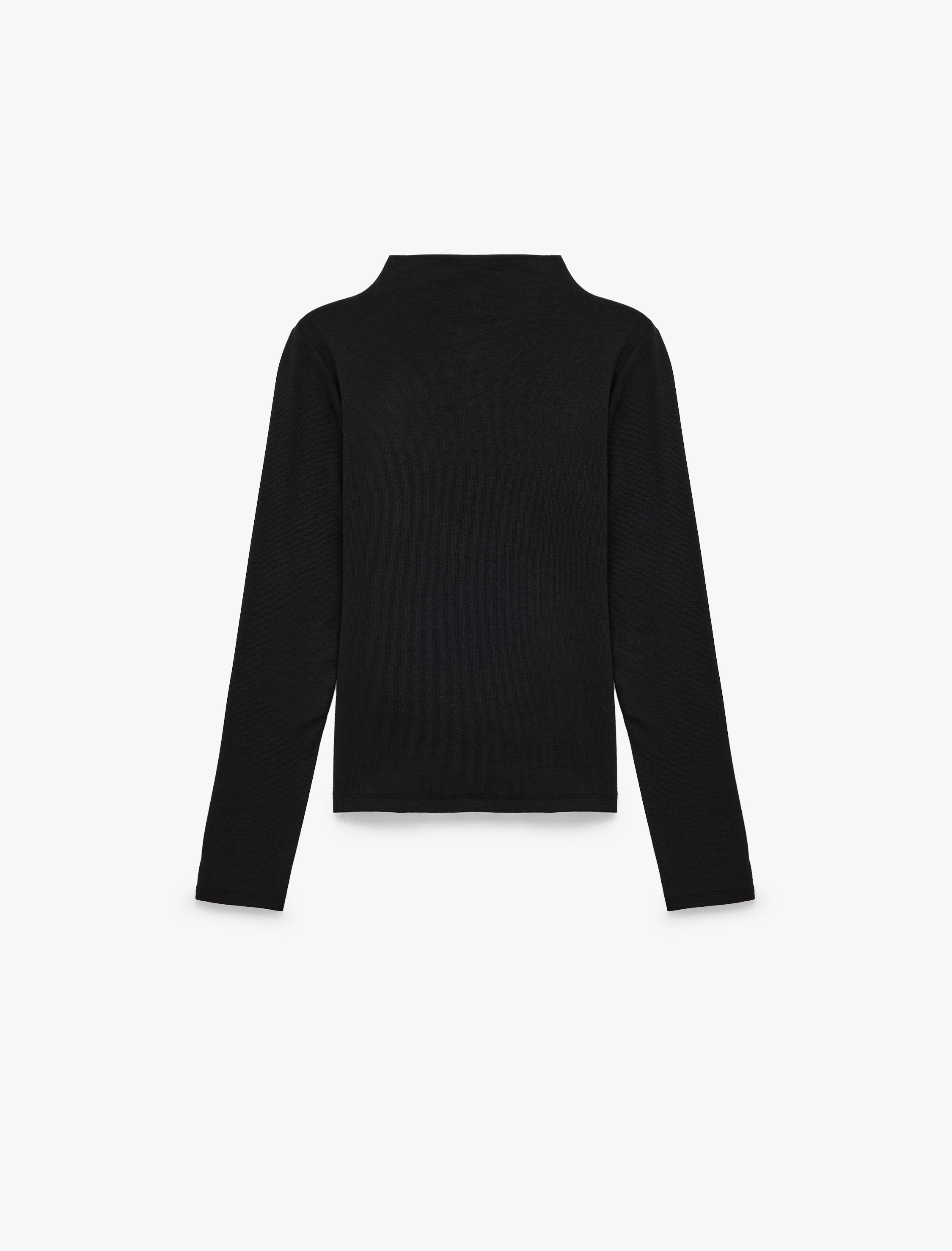   Modal Karışımlı Slim Fit Dik Yaka Uzun Kollu Tişört